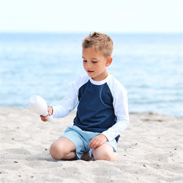 Petit Crabe Blue/White Raglan UV Swim Shirt