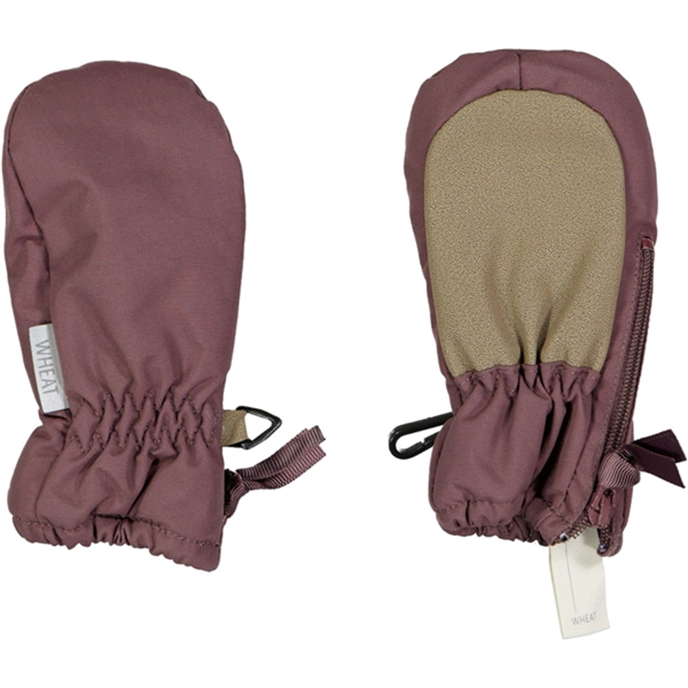 Wheat Zipper Mittens Tech Eggplant