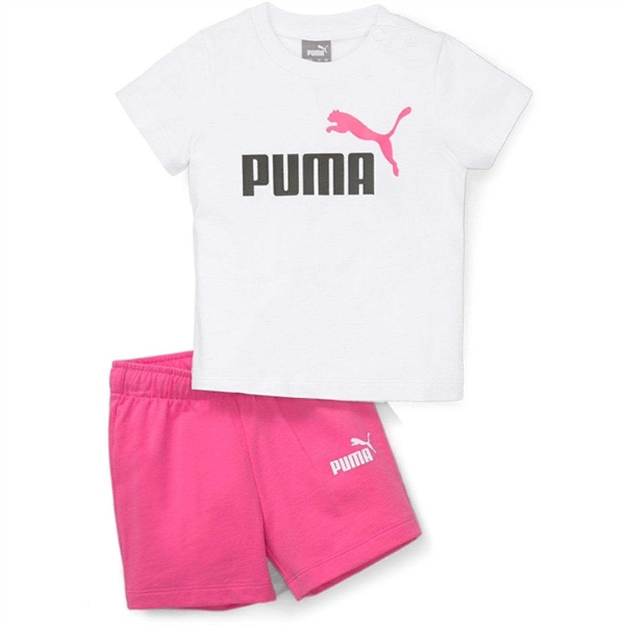 Puma Minicats T-shirt & Shorts Set White-Pearl Pink