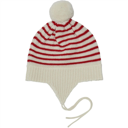 FUB Baby Pompom Hat Ecru/Pure Red