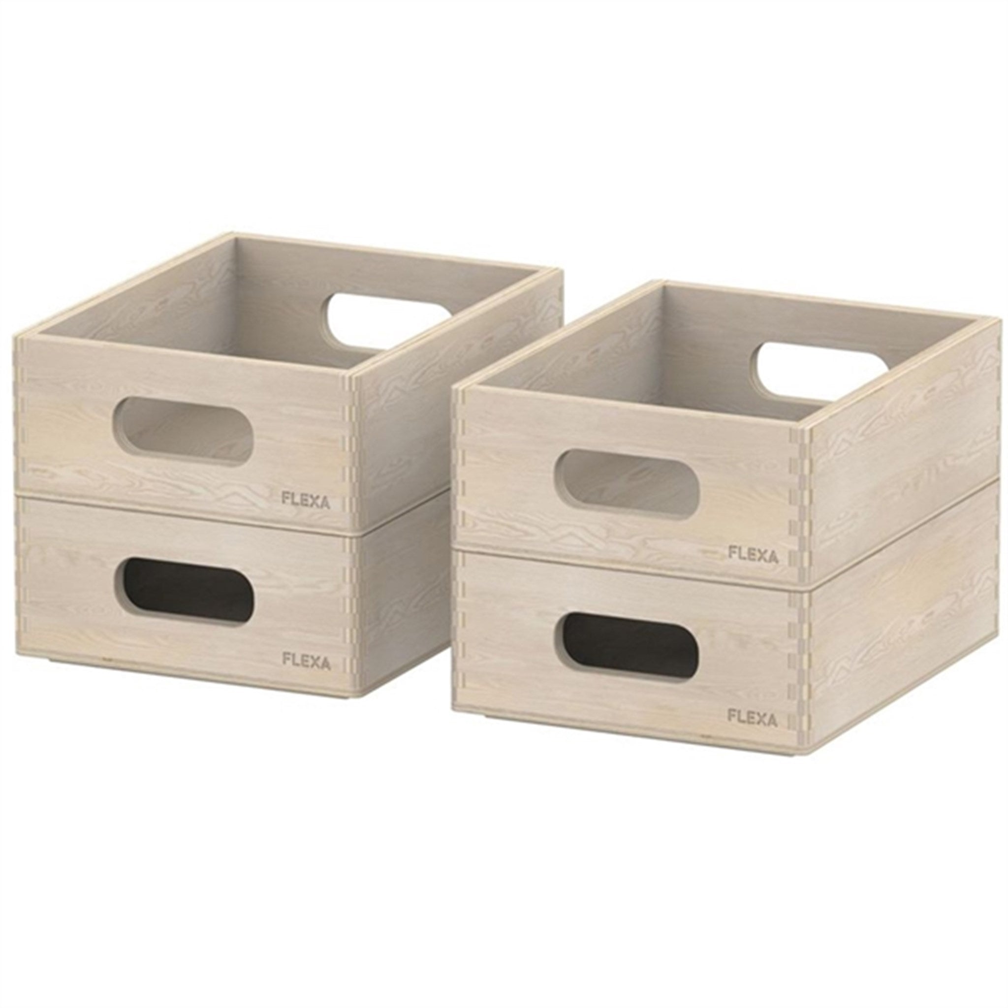 FLEXA PLAY Wooden Storage Box Set - Mini Natural