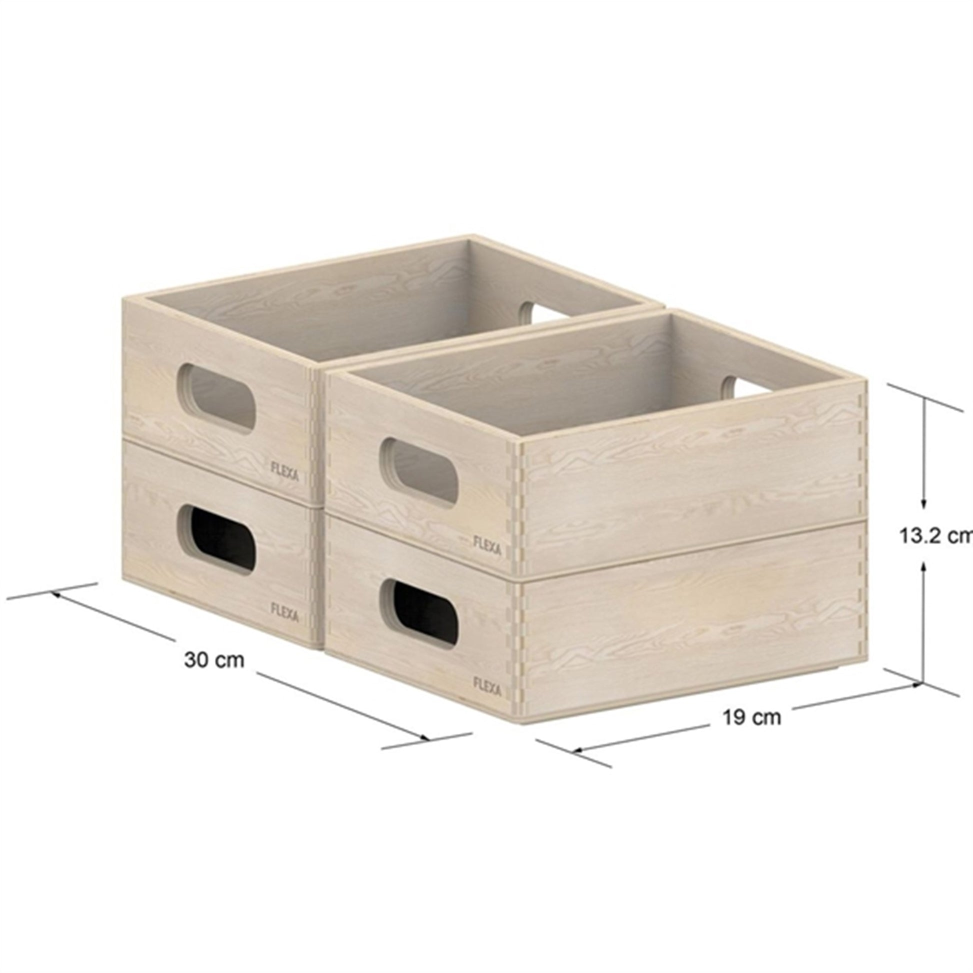 FLEXA PLAY Wooden Storage Box Set Mini Natural