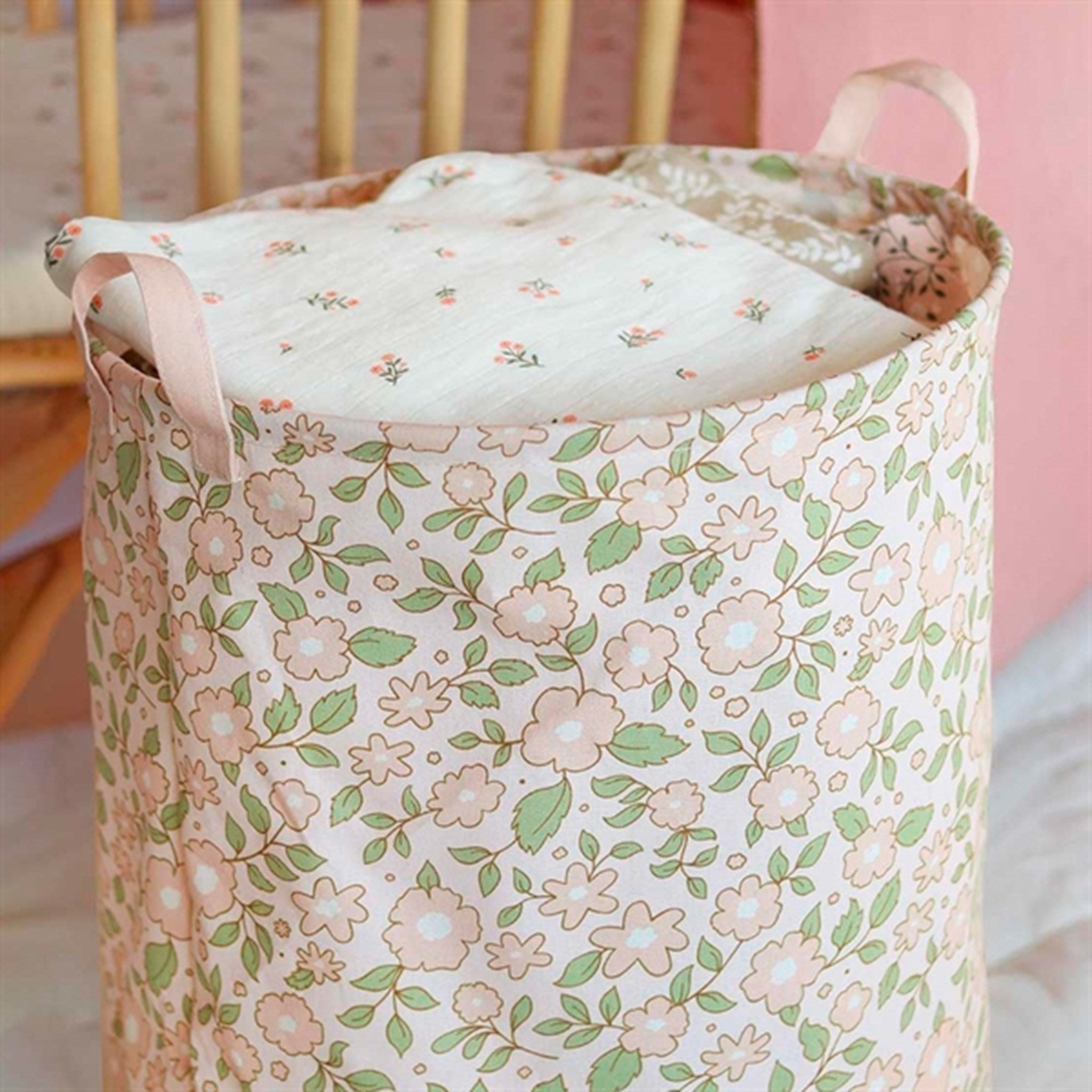 A Little Lovely Company Storage Basket Blossoms Pink 2