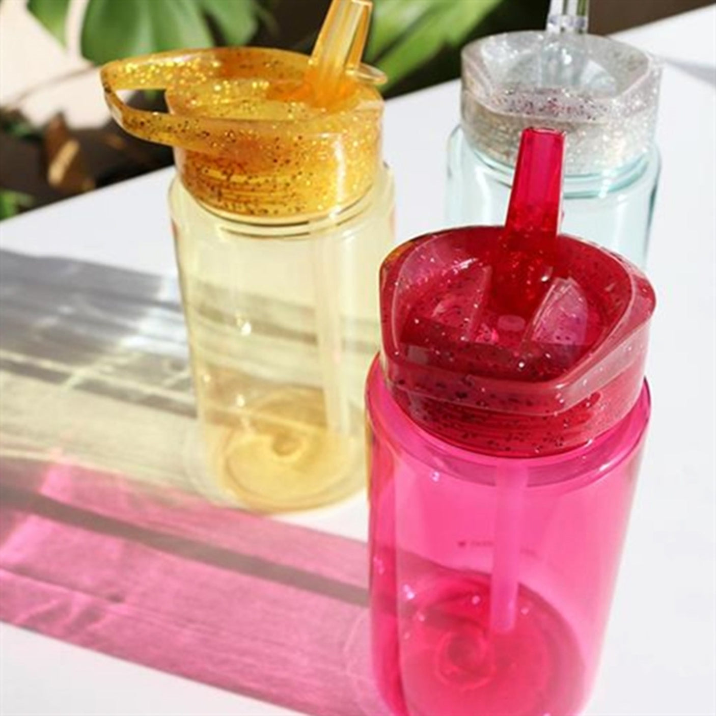 A Little Lovely Company Drink Bottle Glitter Pink 4