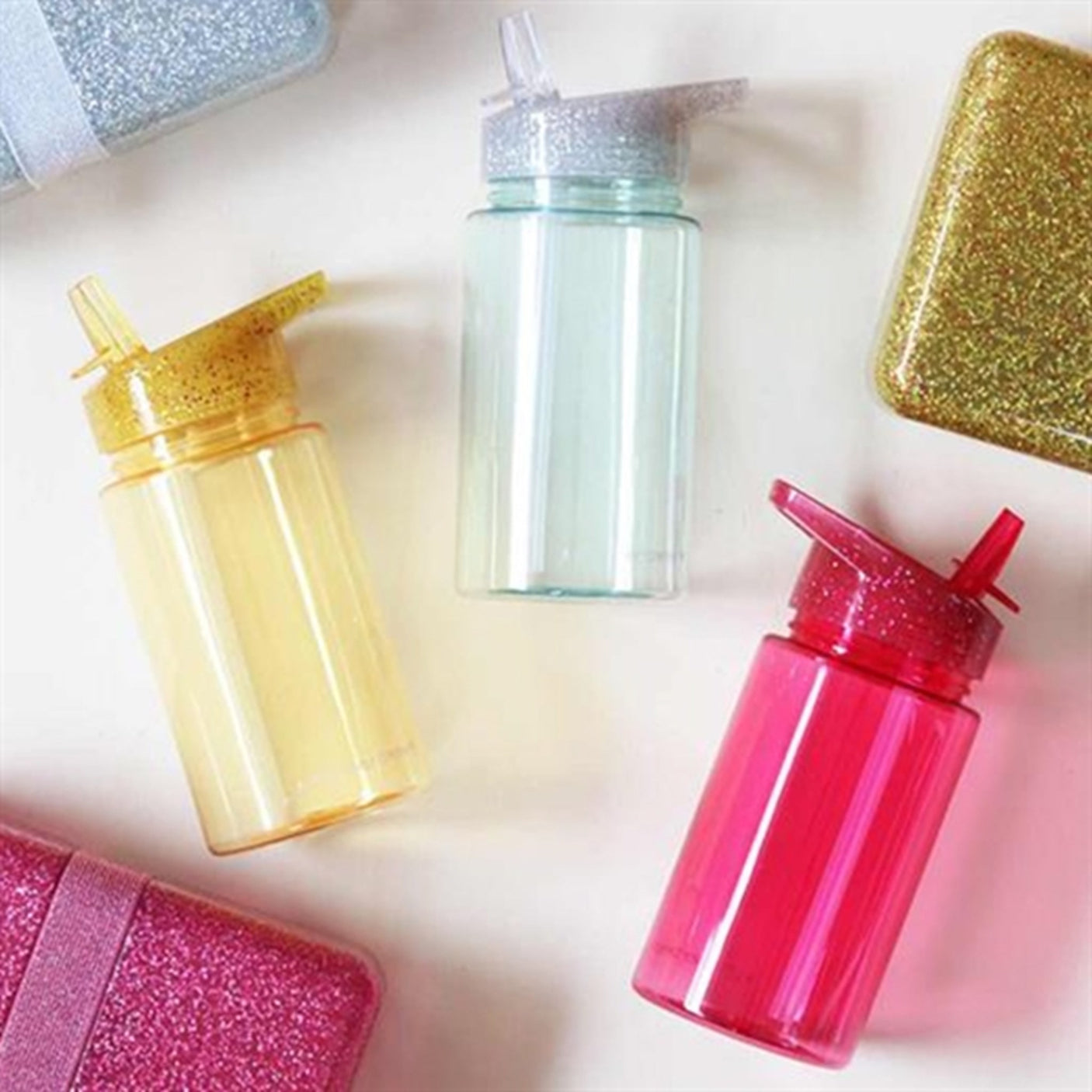 A Little Lovely Company Drink Bottle Glitter Silver