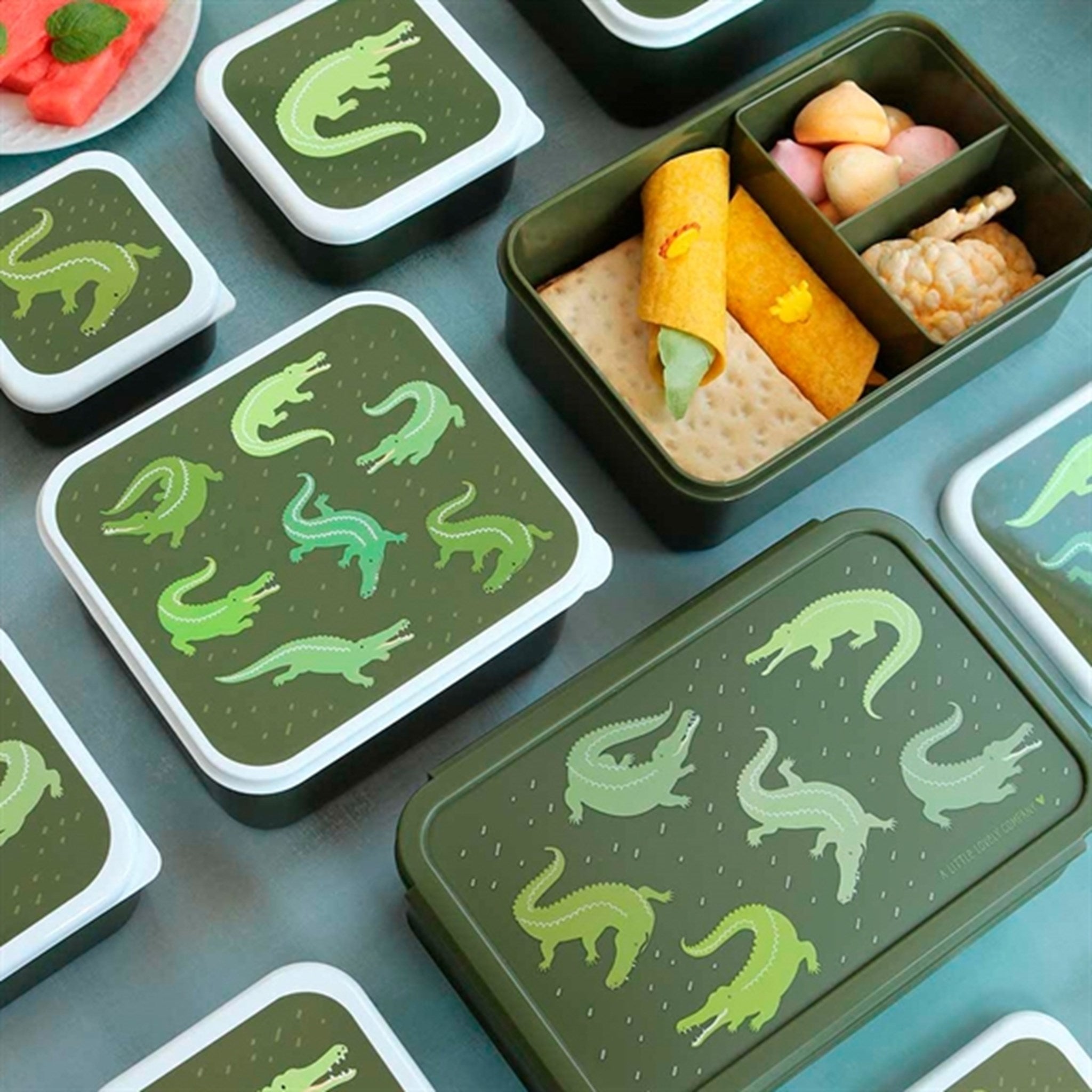 A Little Lovely Company Bento Lunch Box Crocodiles 2