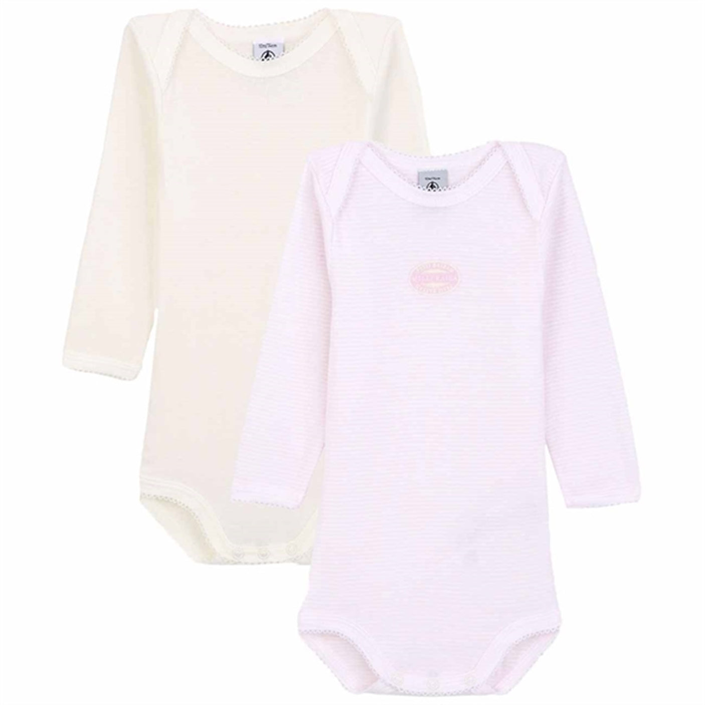 Petit Bateau Bodies 2-pack White/Light Pink Stripes