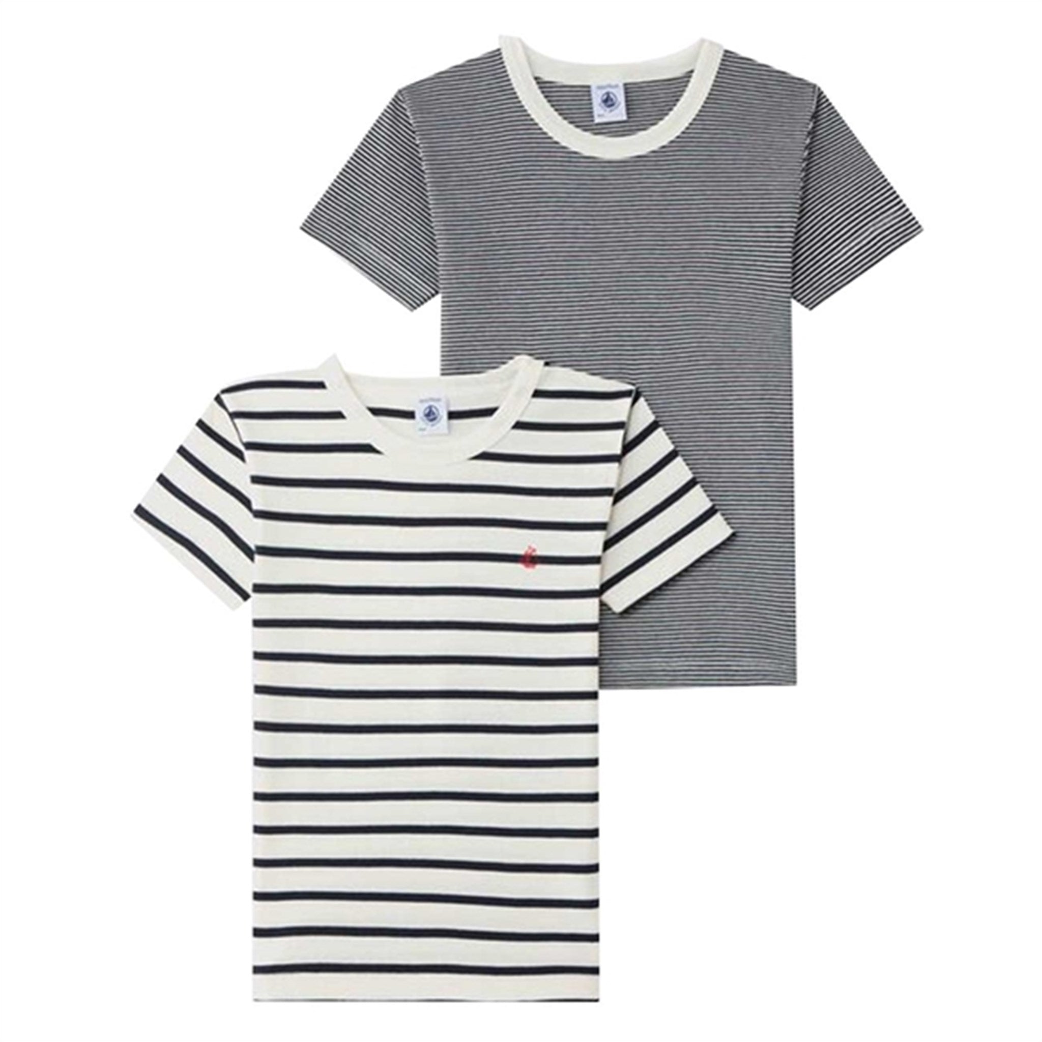Petit Bateau T-shirt MC 2-pack White/Navy Stripes