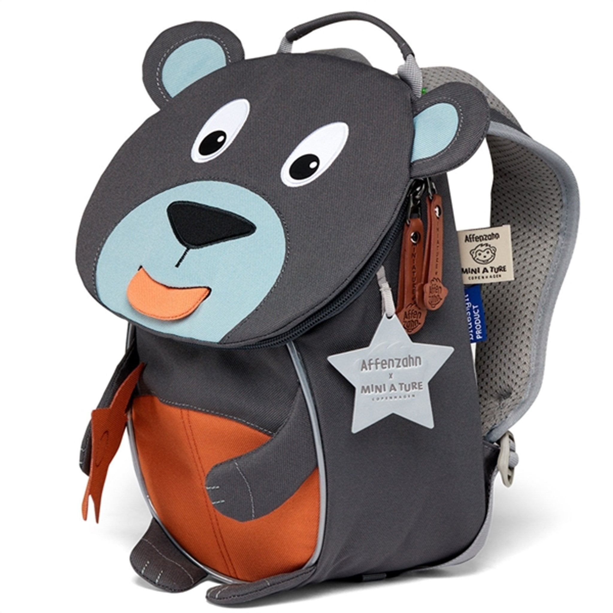 Affenzahn x MINI A TURE Day Care Backpack Small Friend Bear Forged Iron Blue 2