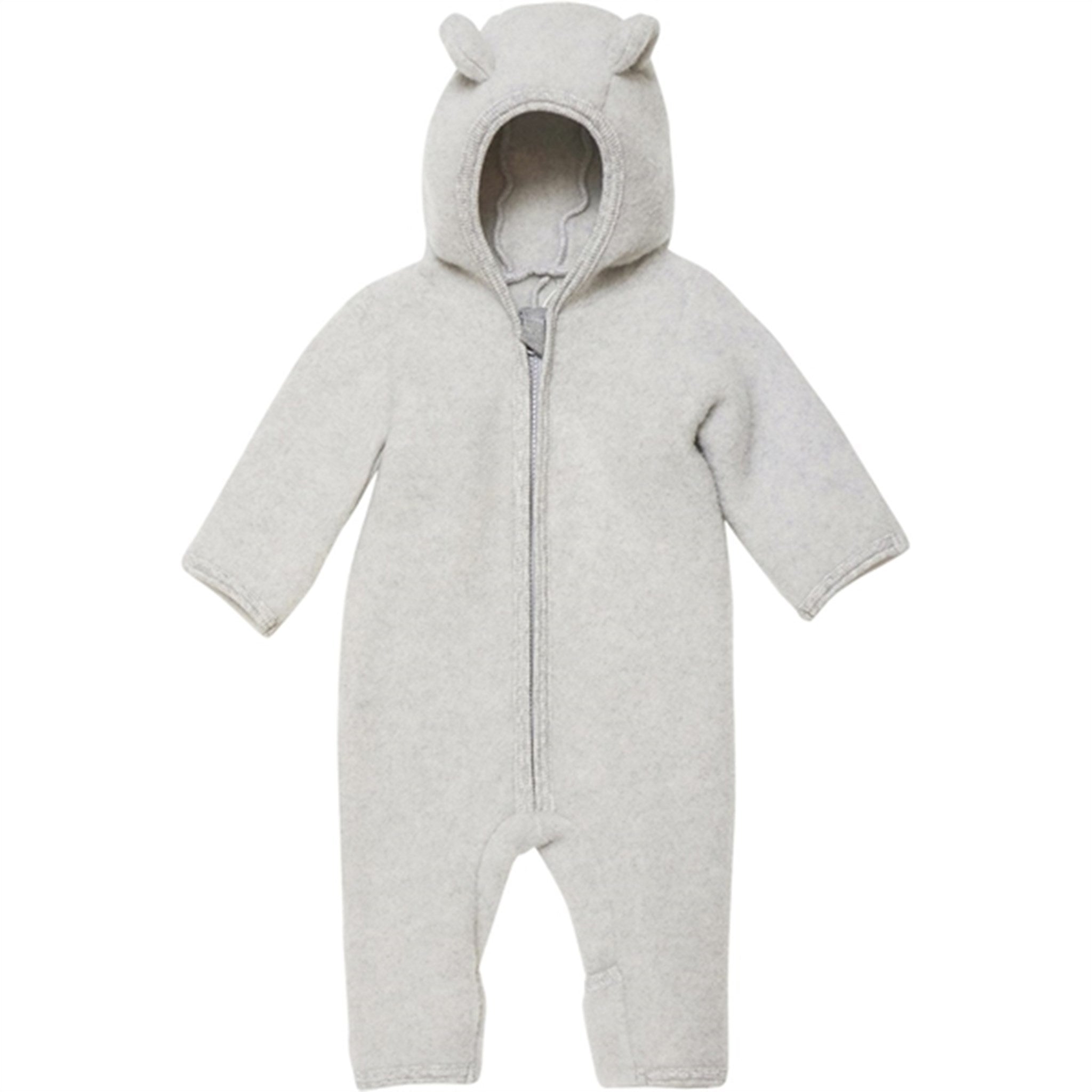 Huttelihut Wool Allie Baby Suit with Ears Light Grey