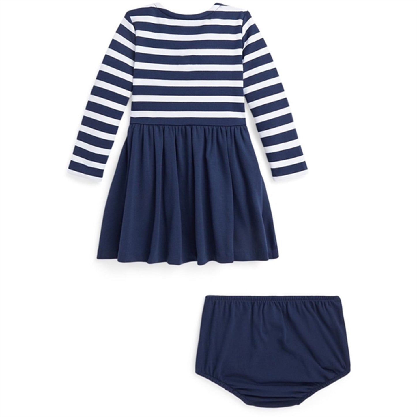 Ralph Lauren Baby Langærmet Dress And Bloomer Newport Navy W White