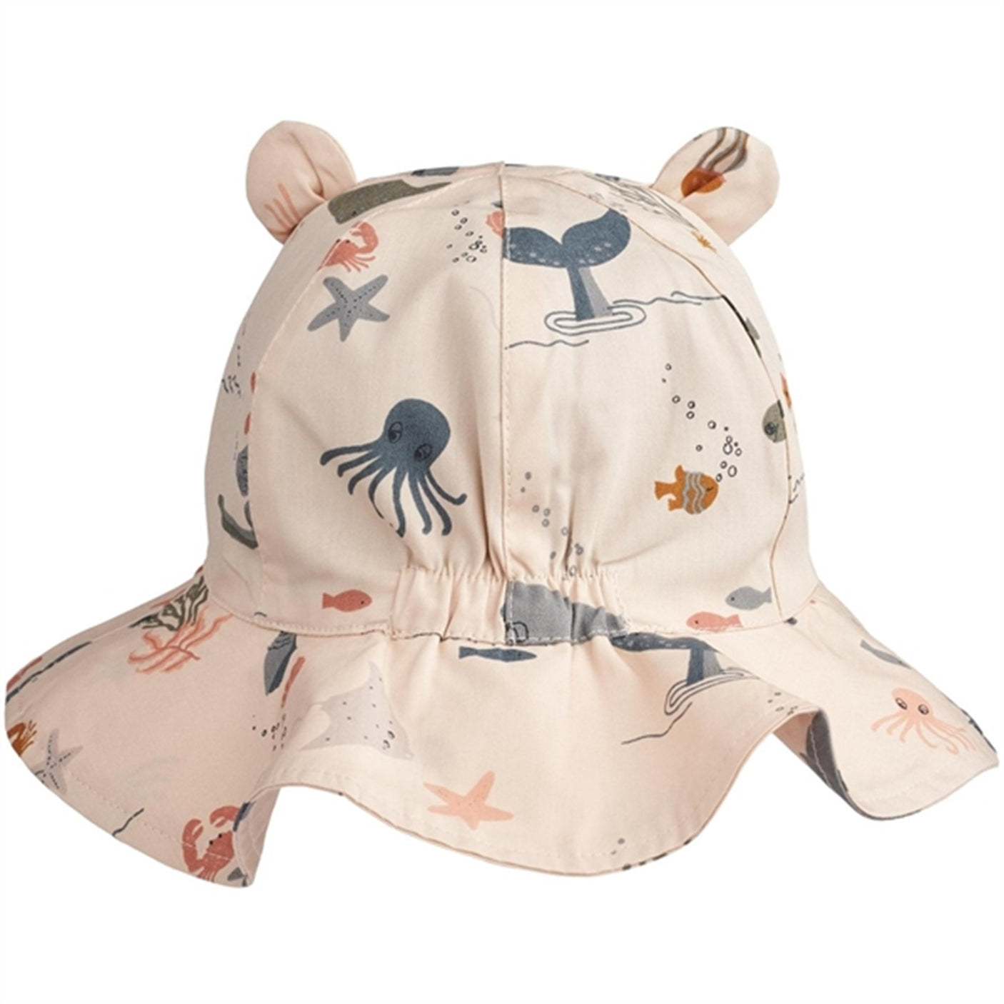 Liewood Amelia Printed Sun Hat With Ears Sea Creature/Whale blue