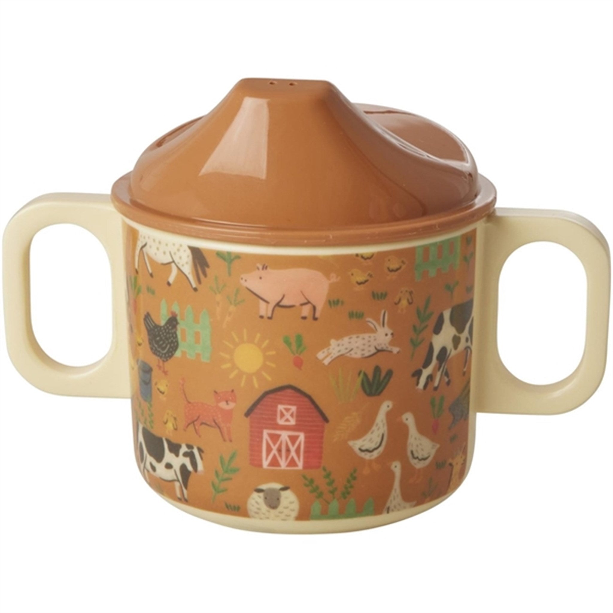 RICE Brown Farm Totable Melamine Baby Cup with Handles
