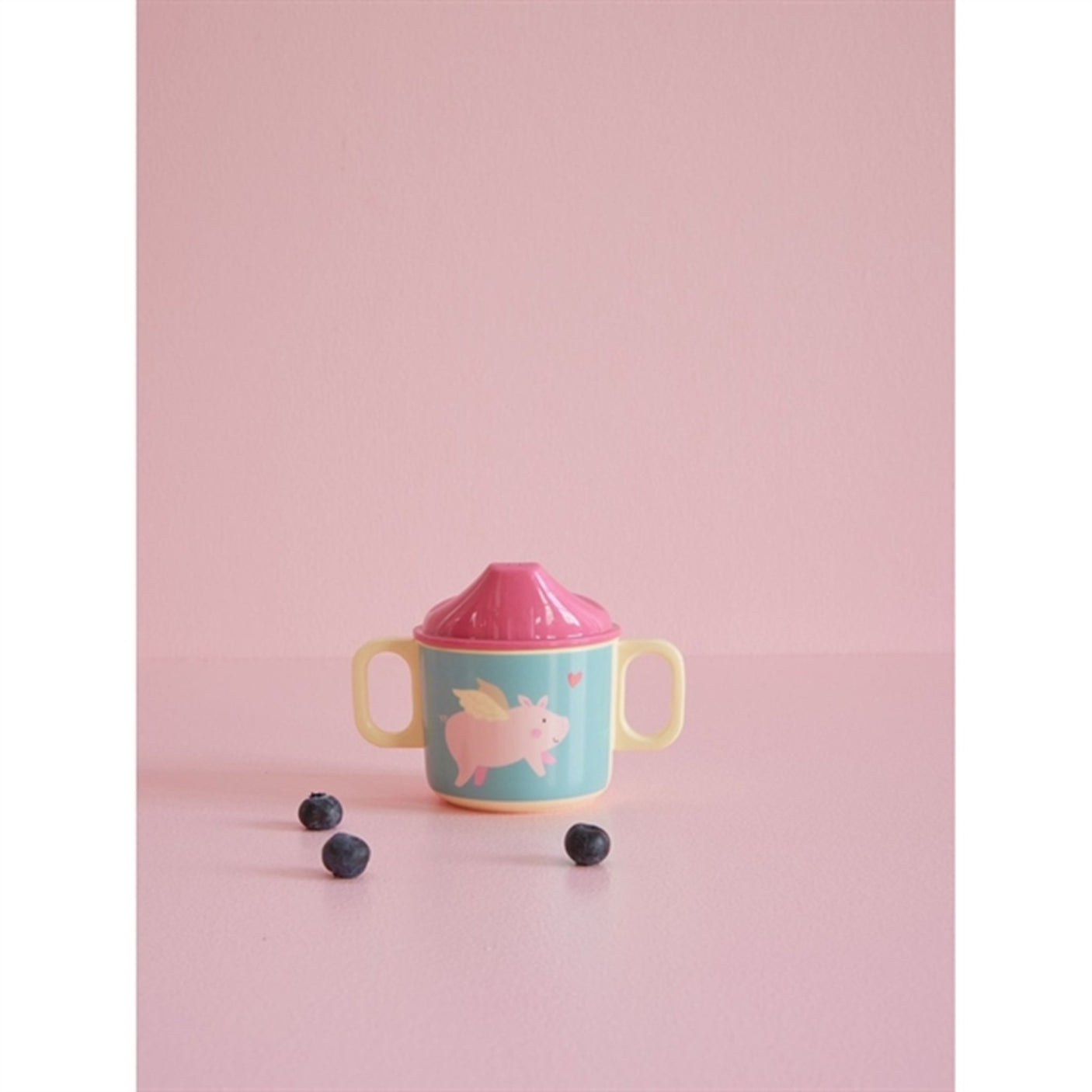 RICE Flying Pig Melamine Baby Cup with Handles