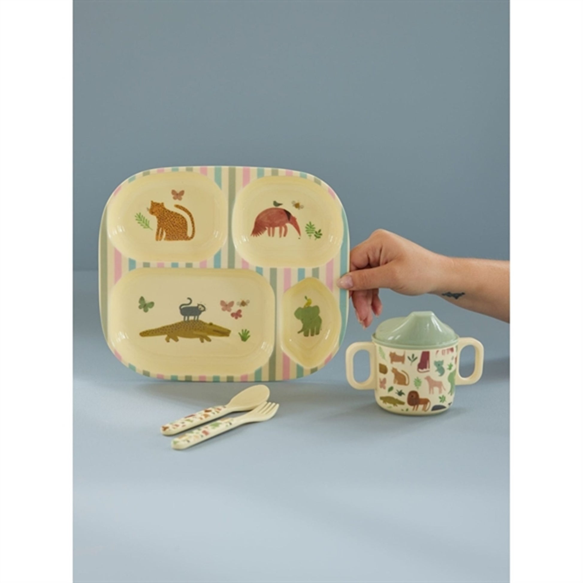 RICE Sweet Jungle Print Melamine Baby Dinner Set