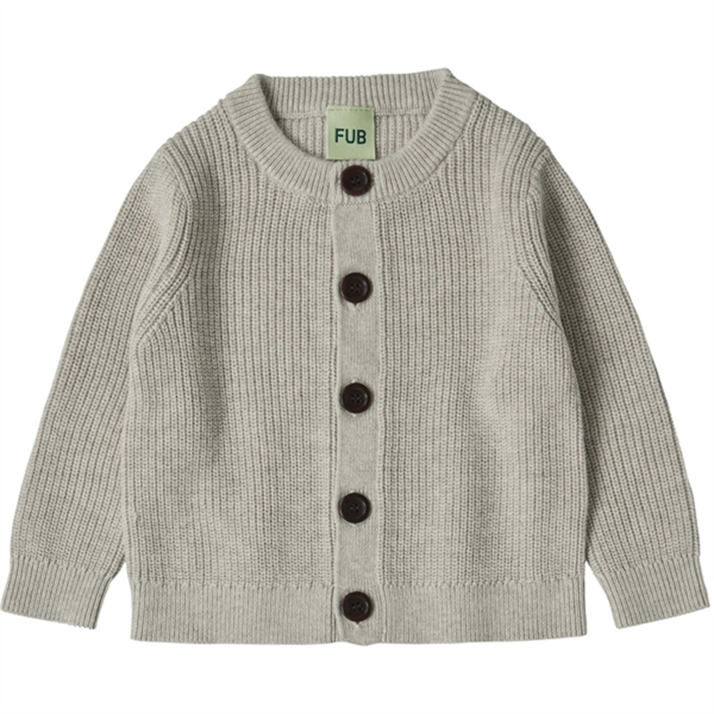 FUB Taupe Melange Baby Rib Cardigan