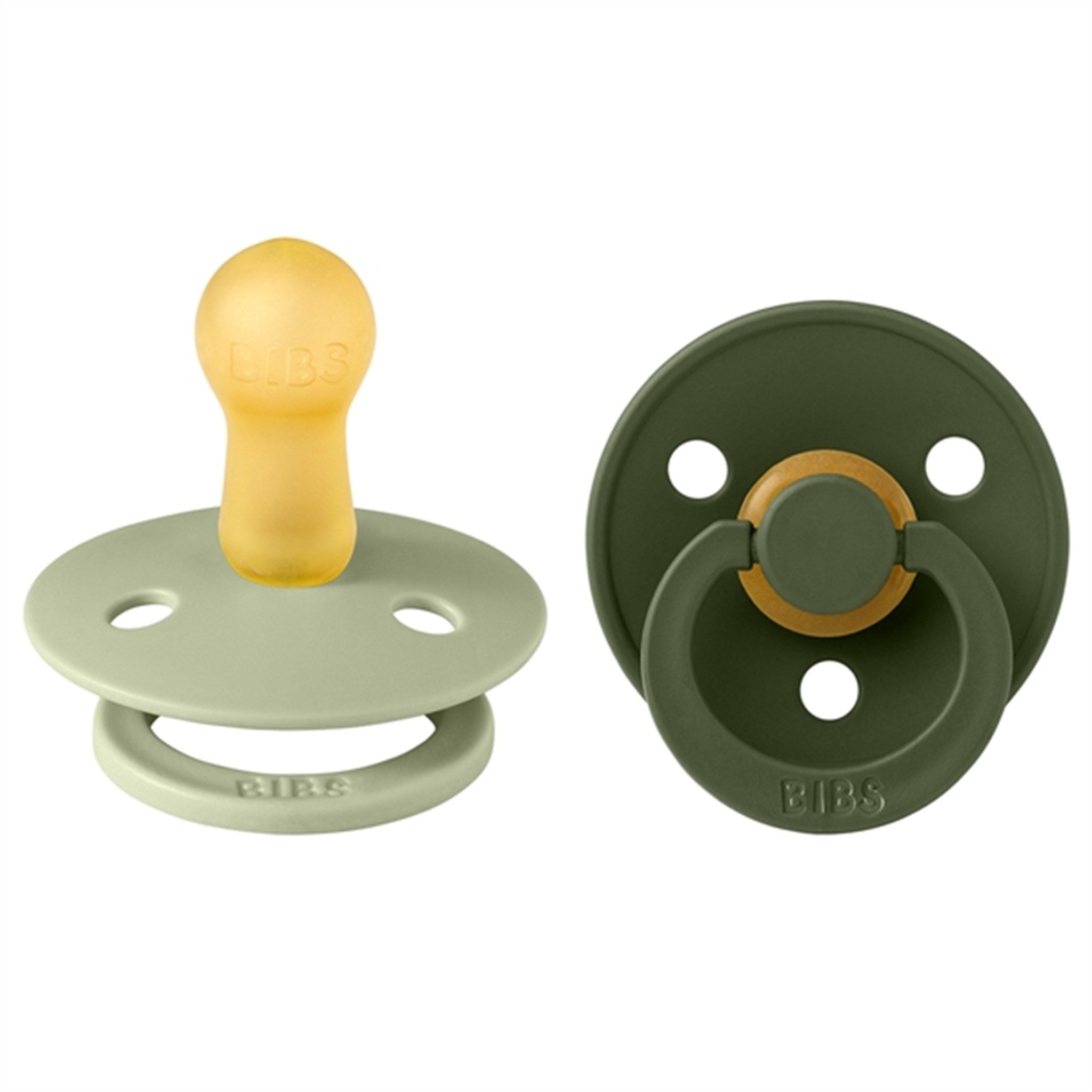 Bibs Colour Latex Pacifiers 2-pack Round Sage/Hunter Green
