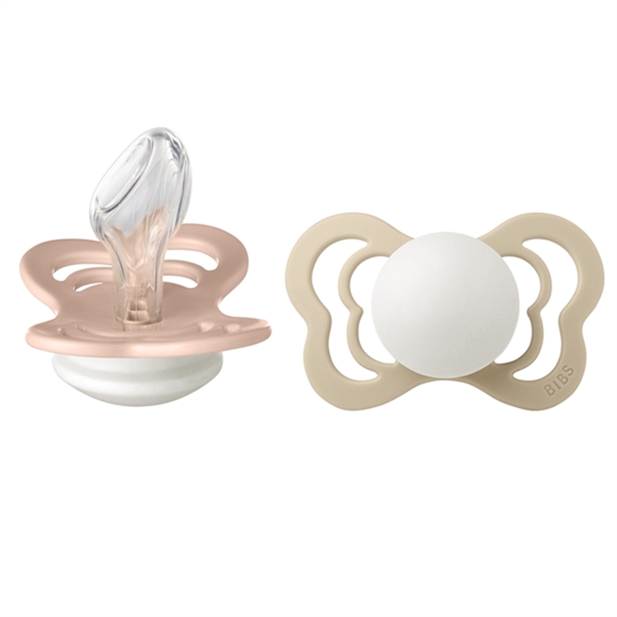 Bibs Couture Silicone Pacifiers Glow 2-pack Anatomical Blush/Vanilla