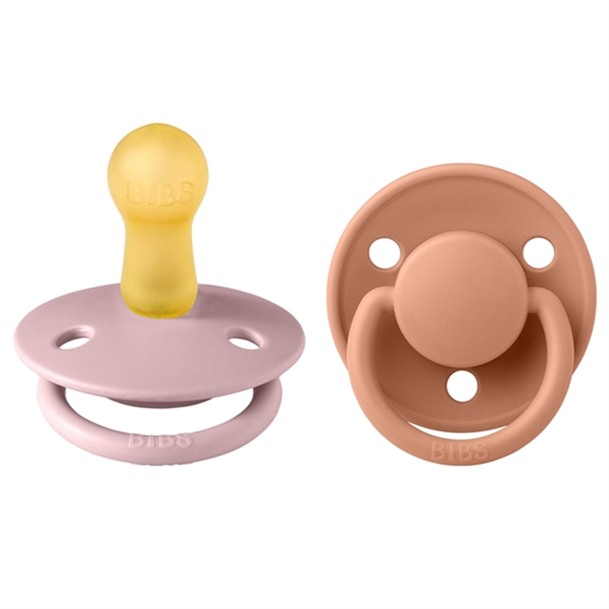 Bibs De Lux Latex Pacifiers 2-pak Round Pink Plum/Peach