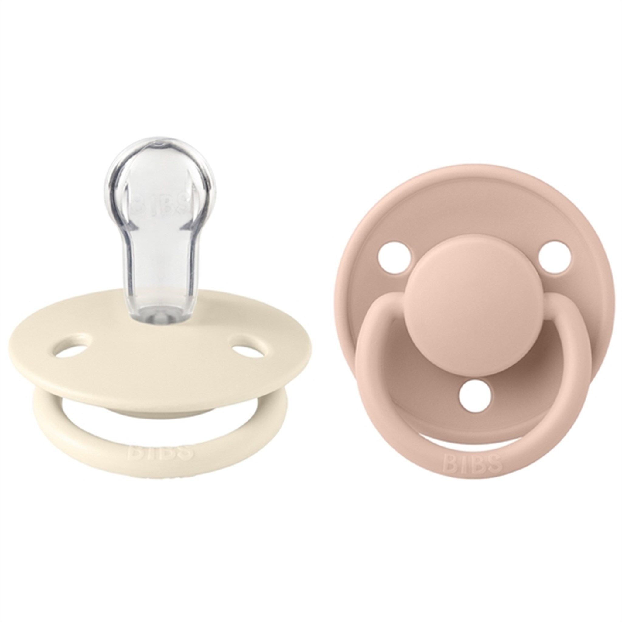 Bibs De Lux Silicone Pacifiers 2-pack Round Ivory/Blush