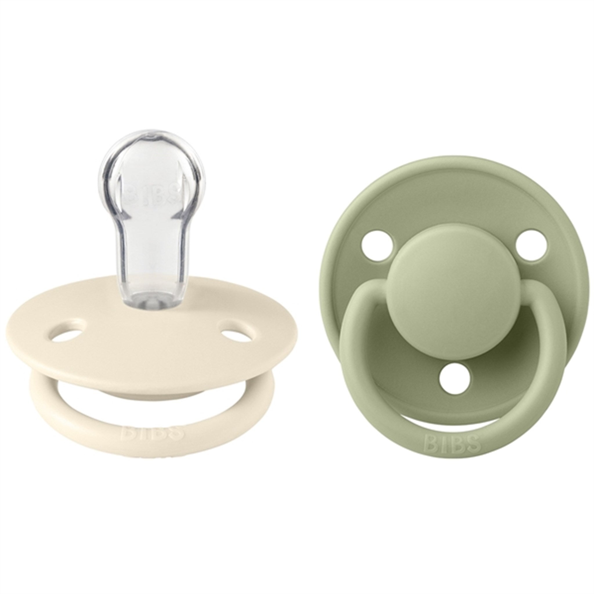 Bibs De Lux Silicone Pacifiers 2-pack Round Ivory/Sage
