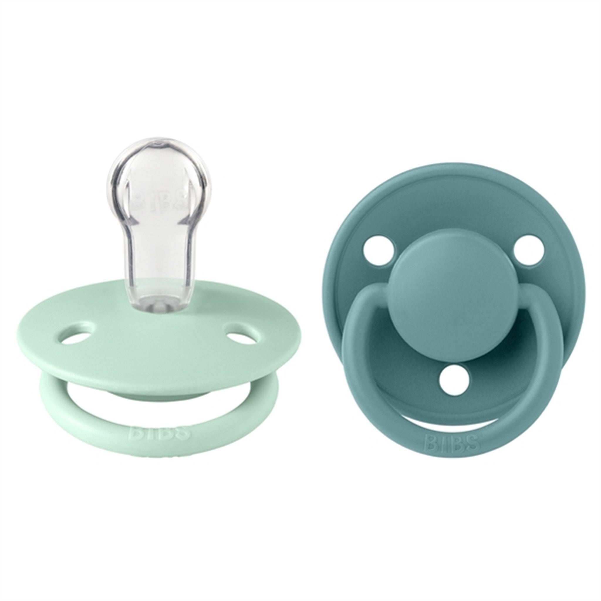Bibs De Lux Silicone Pacifiers 2-pack Round Mint/Island Sea