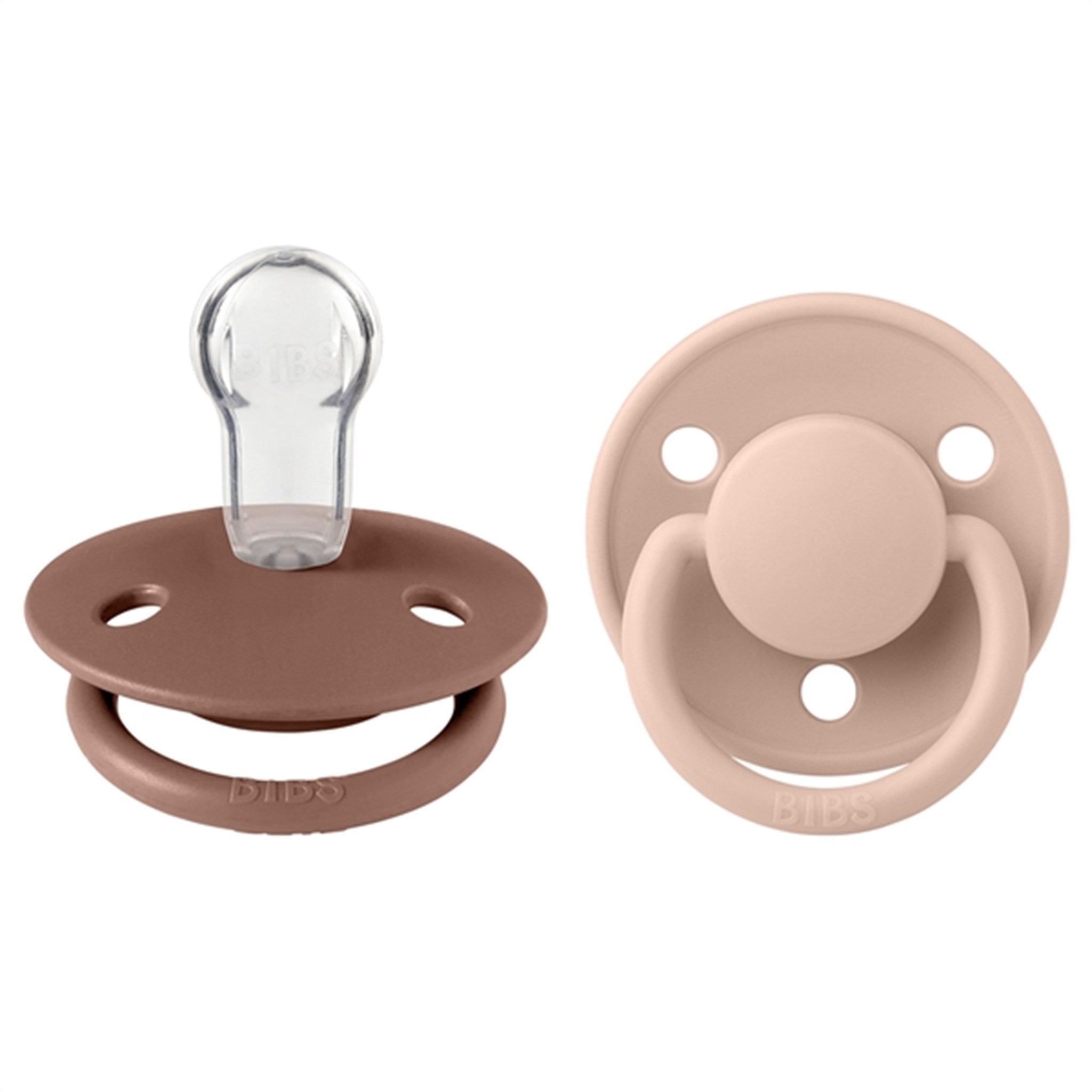 Bibs De Lux Silicone Pacifiers 2-pack Round Woodchuck/Blush