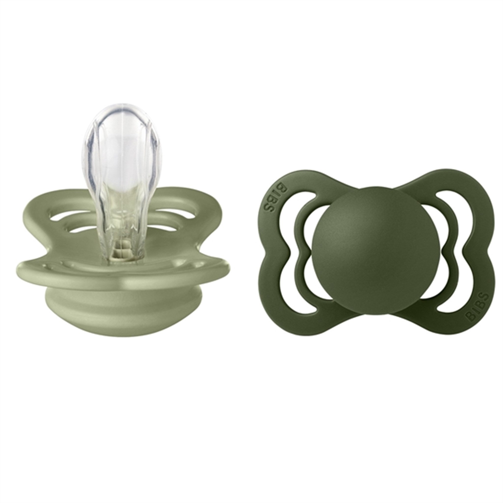 Bibs Supreme Silicone Pacifier 2-pack Symmetrical Hunter Green/Sage