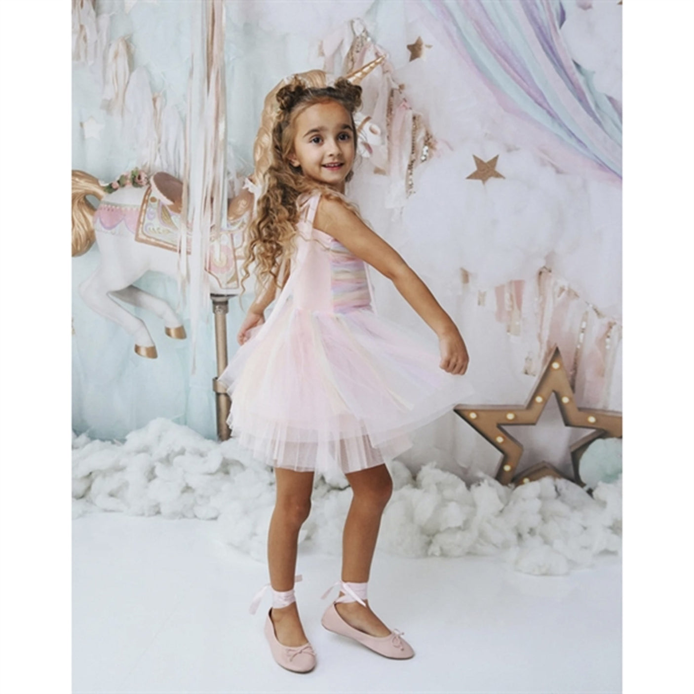 Dolly by Le Petit Tom Unicorn Rainbow Ballerina Tulle Tutu Dress Rainbow Pastel