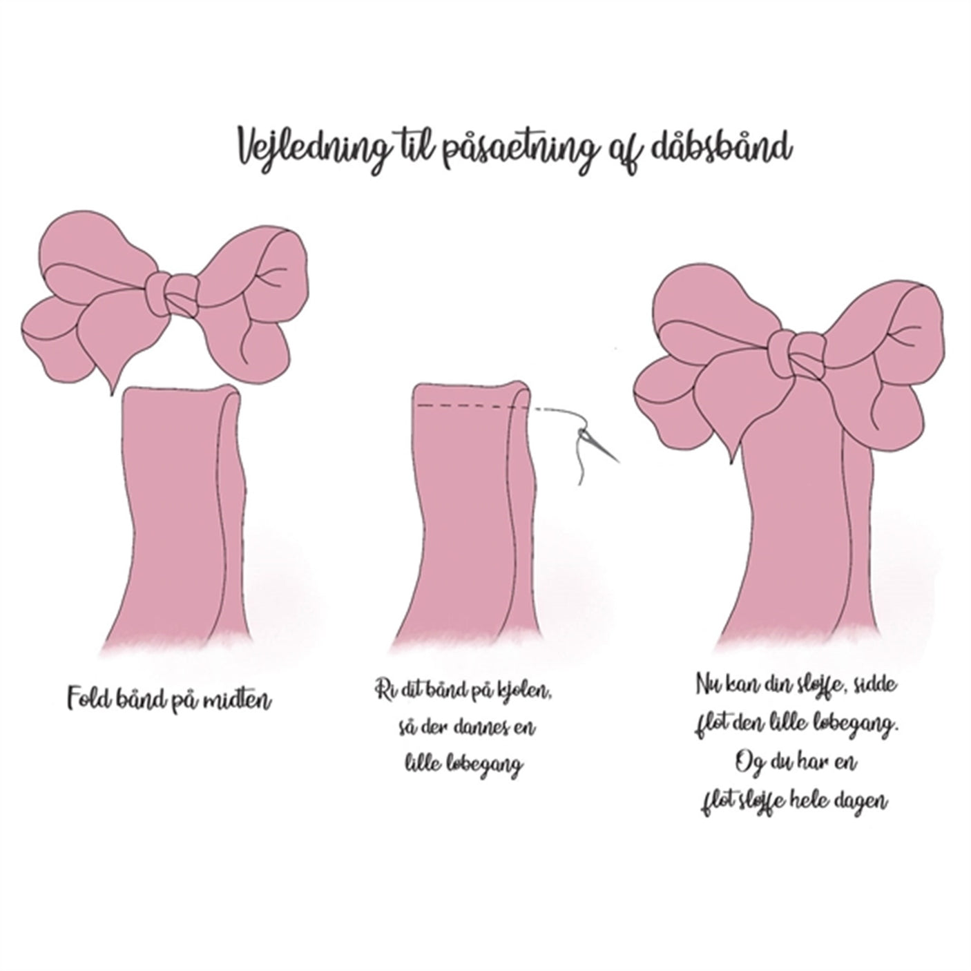 Bow's by Stær Christening Ribbon w. Bow Satin Antique Rose