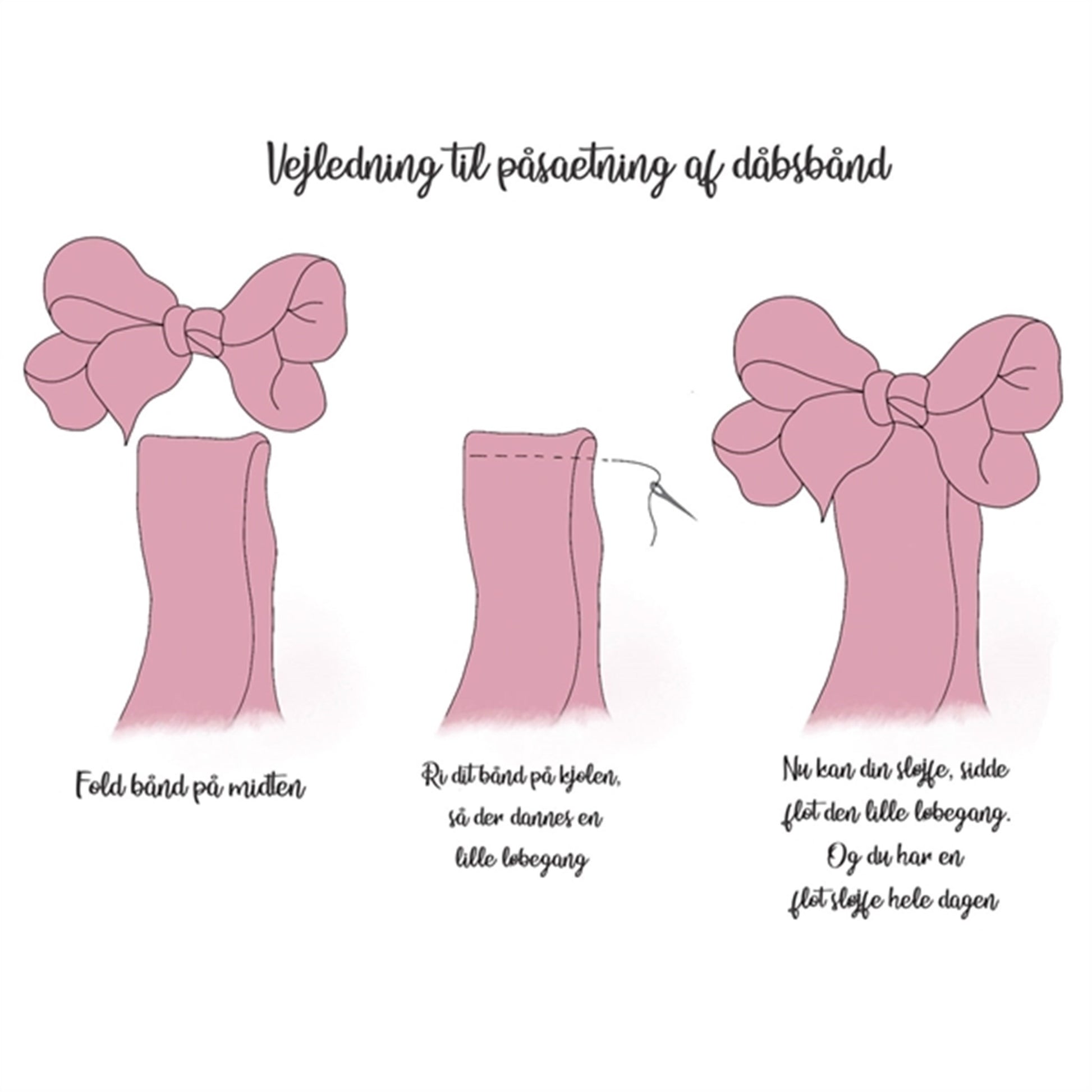 Bow's by Stær Christening Ribbon w. Bow Satin Antique Rose