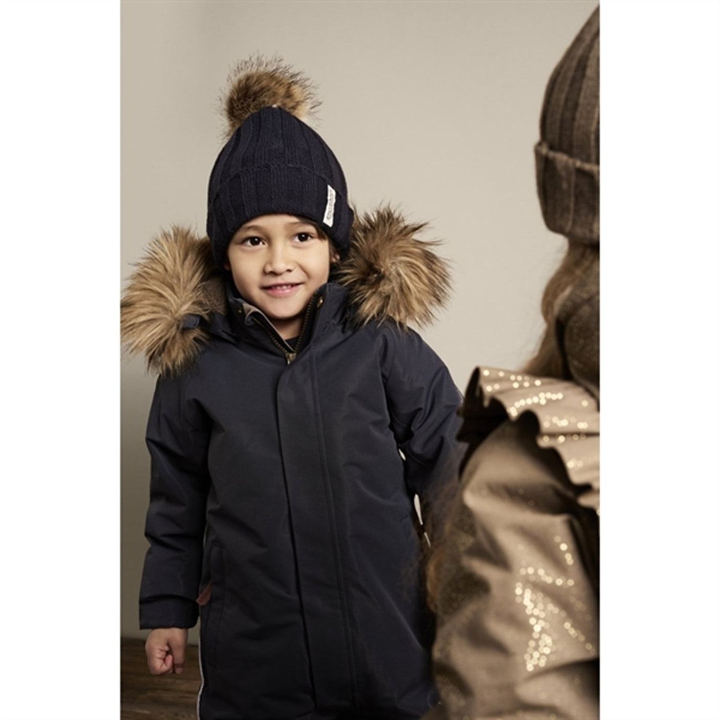 En Fant Beenie m. Faux Fur Parisian Night