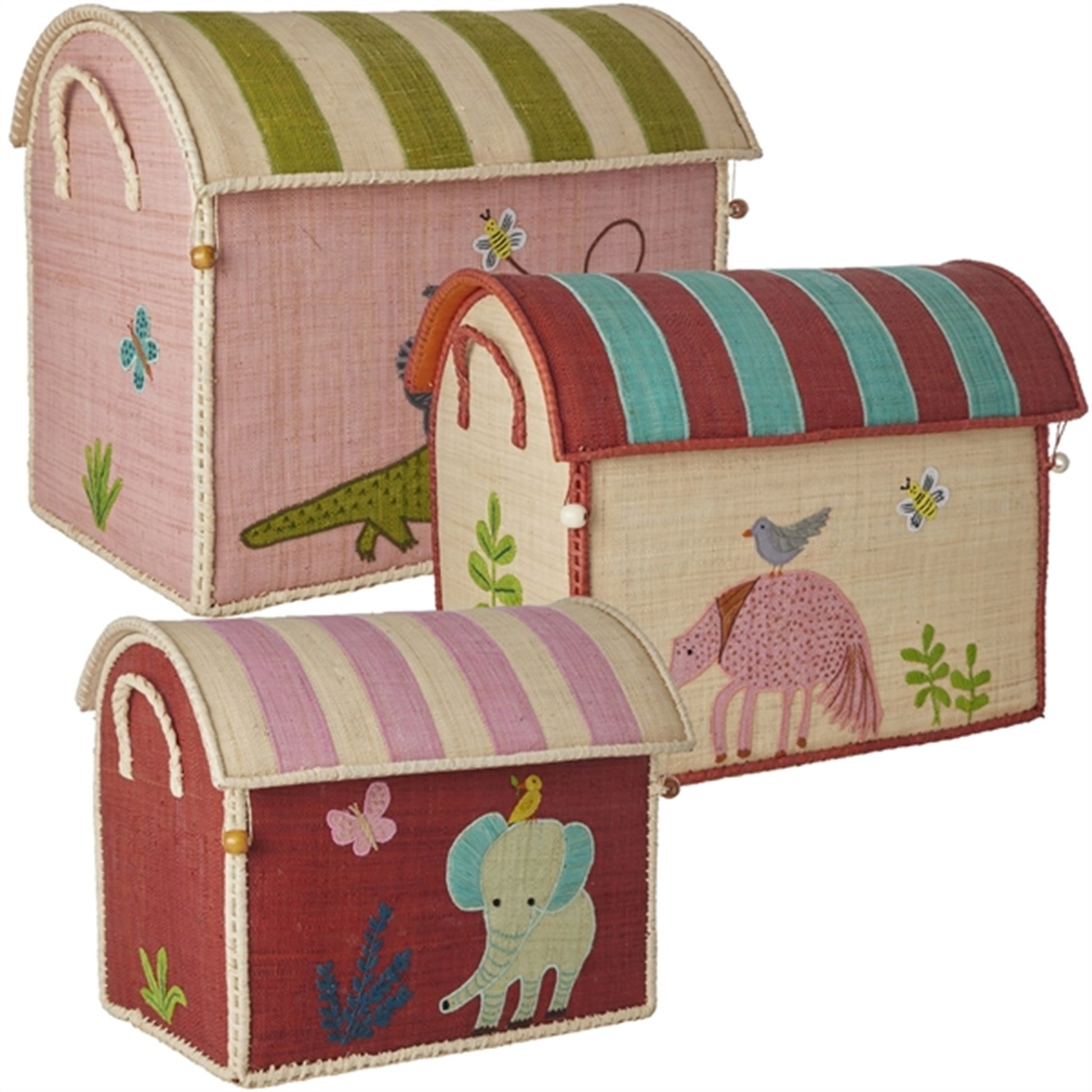 RICE Sweet Jungle Print Baskets for Storage 3-pack