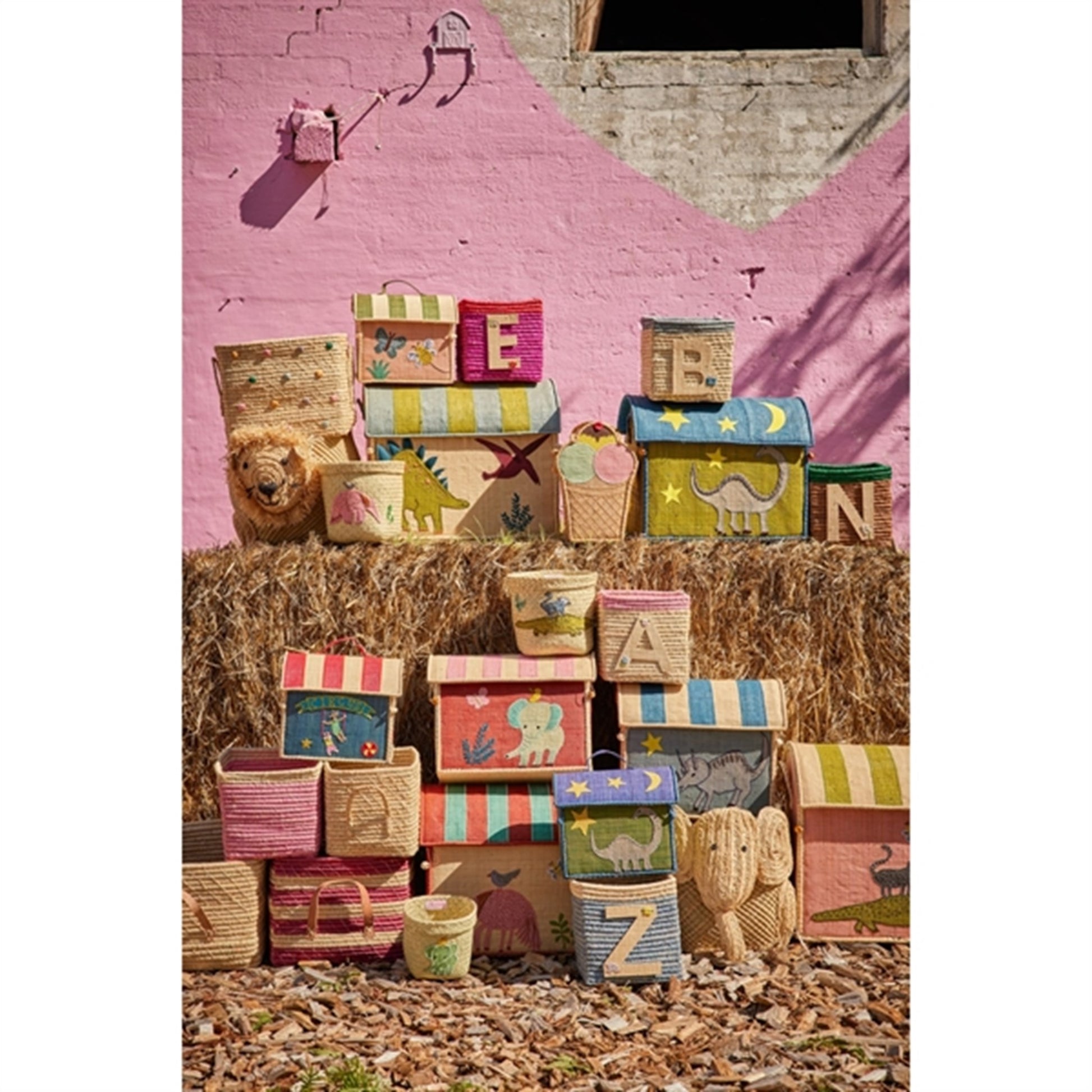 RICE Sweet Jungle Print Baskets for Storage 3-pack