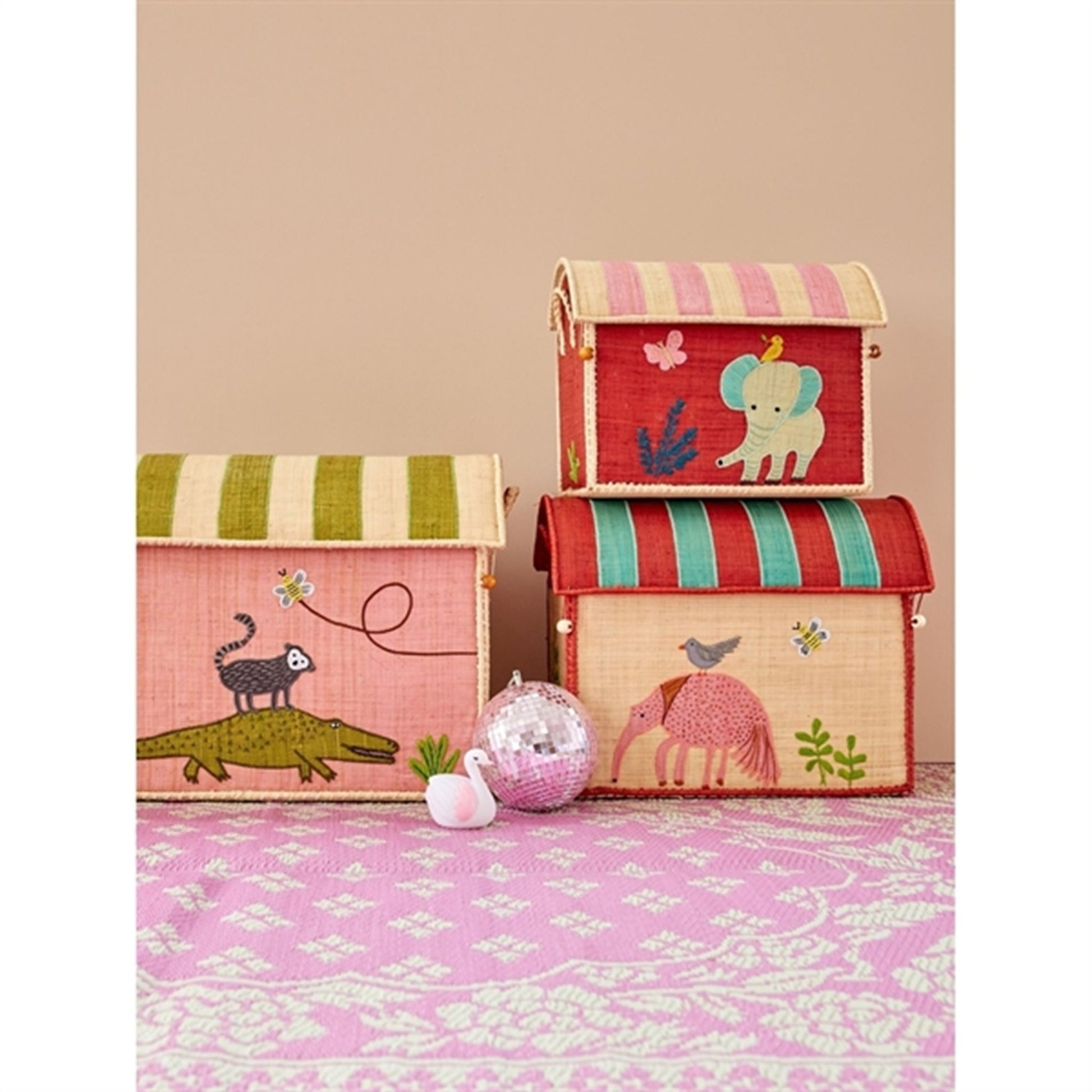 RICE Sweet Jungle Print Baskets for Storage 3-pack