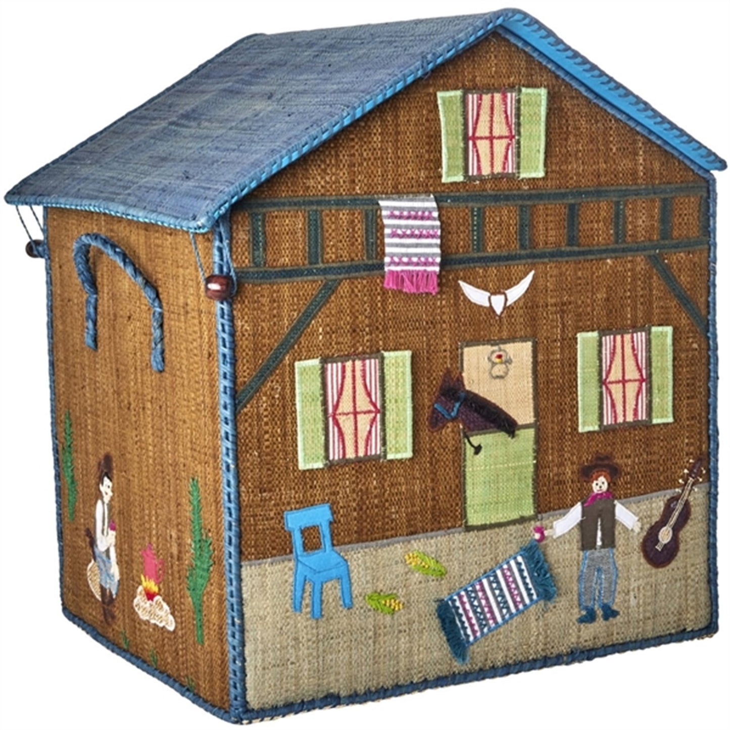 RICE Adventure Theme Raffia Baskets for Storage 3-pack