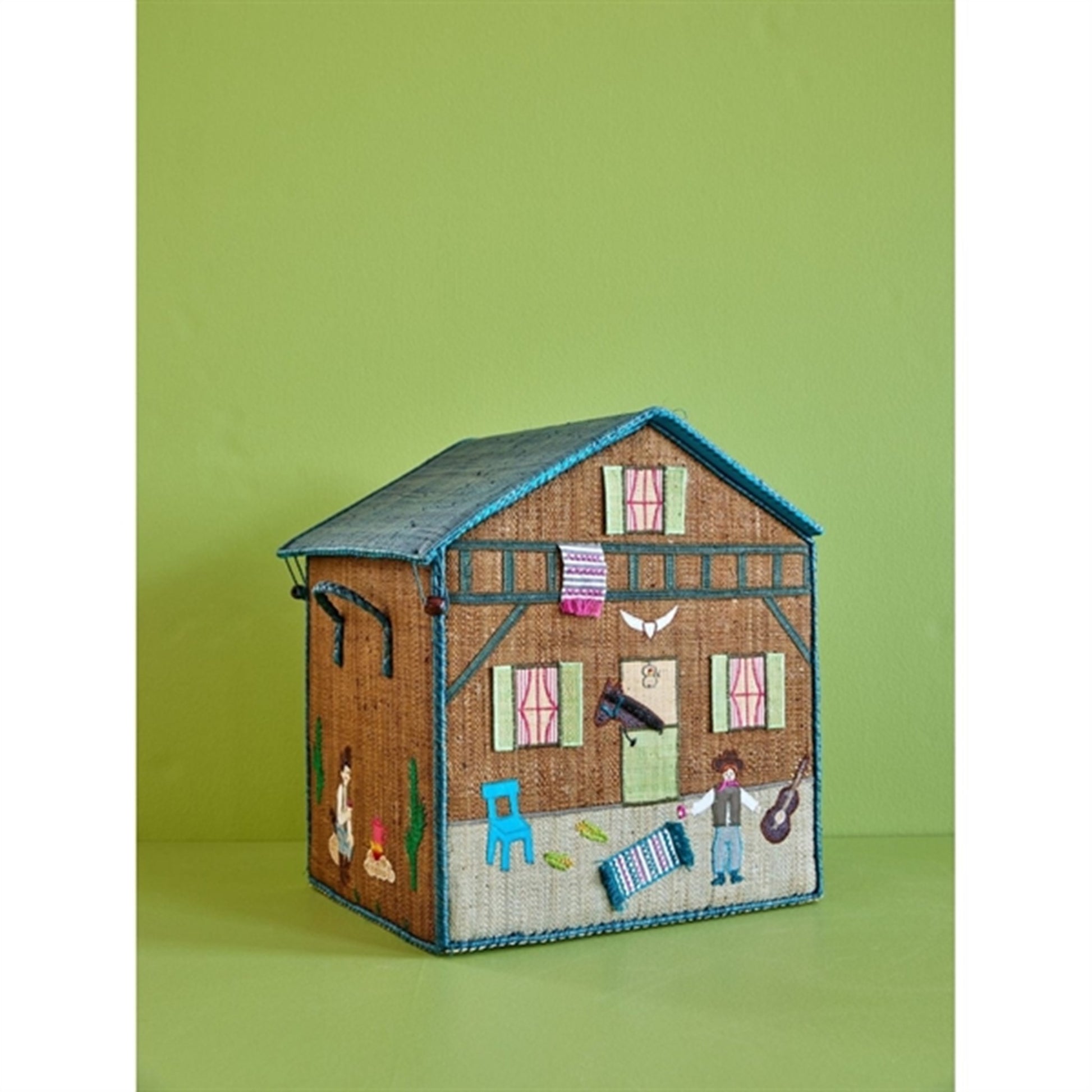 RICE Adventure Theme Raffia Baskets for Storage 3-pack