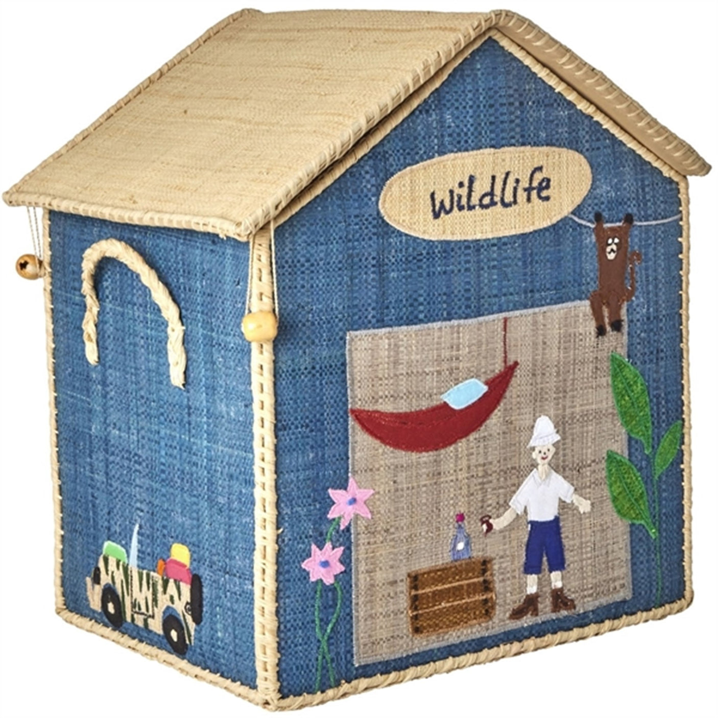 RICE Adventure Theme Raffia Baskets for Storage 3-pack