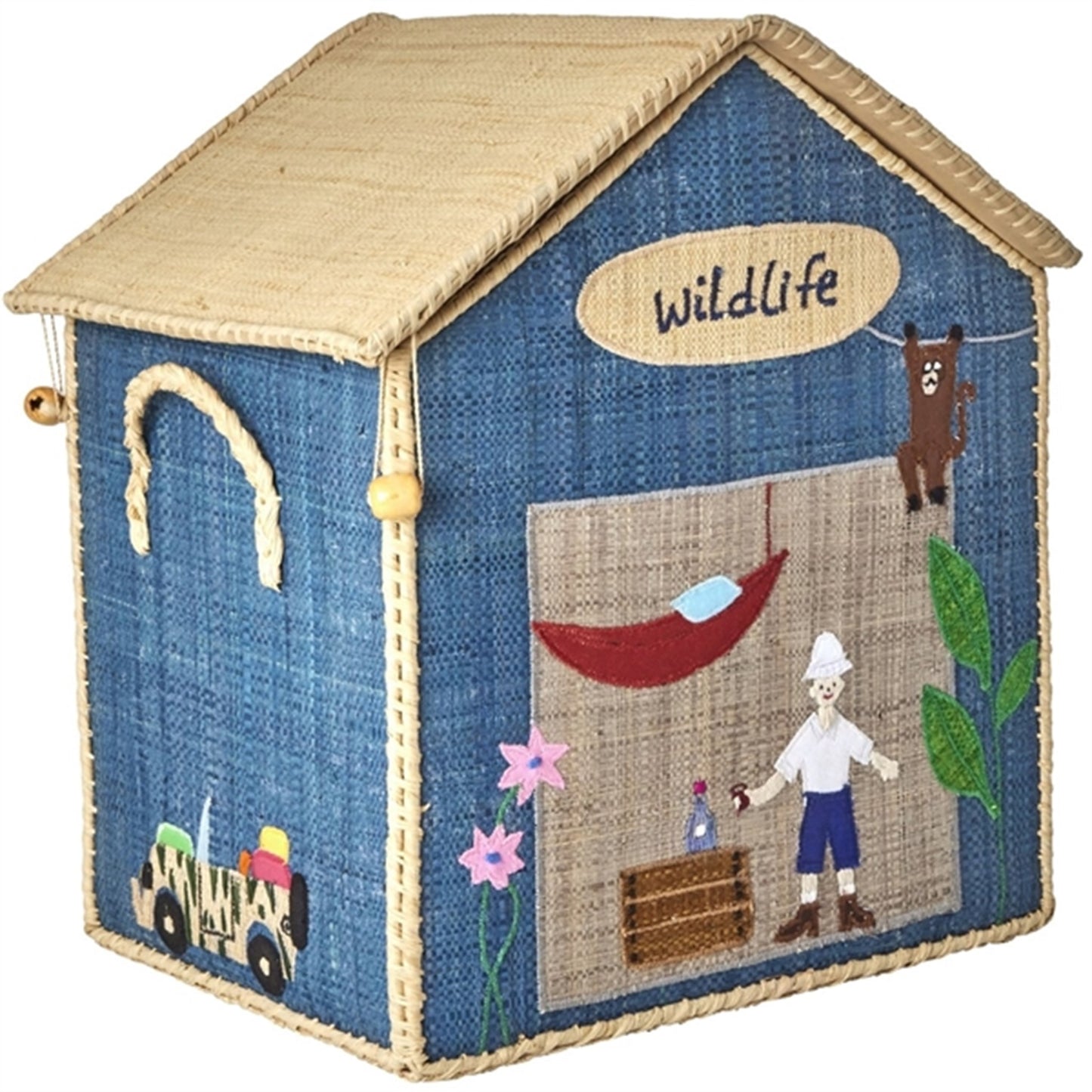 RICE Adventure Theme Raffia Baskets for Storage 3-pack