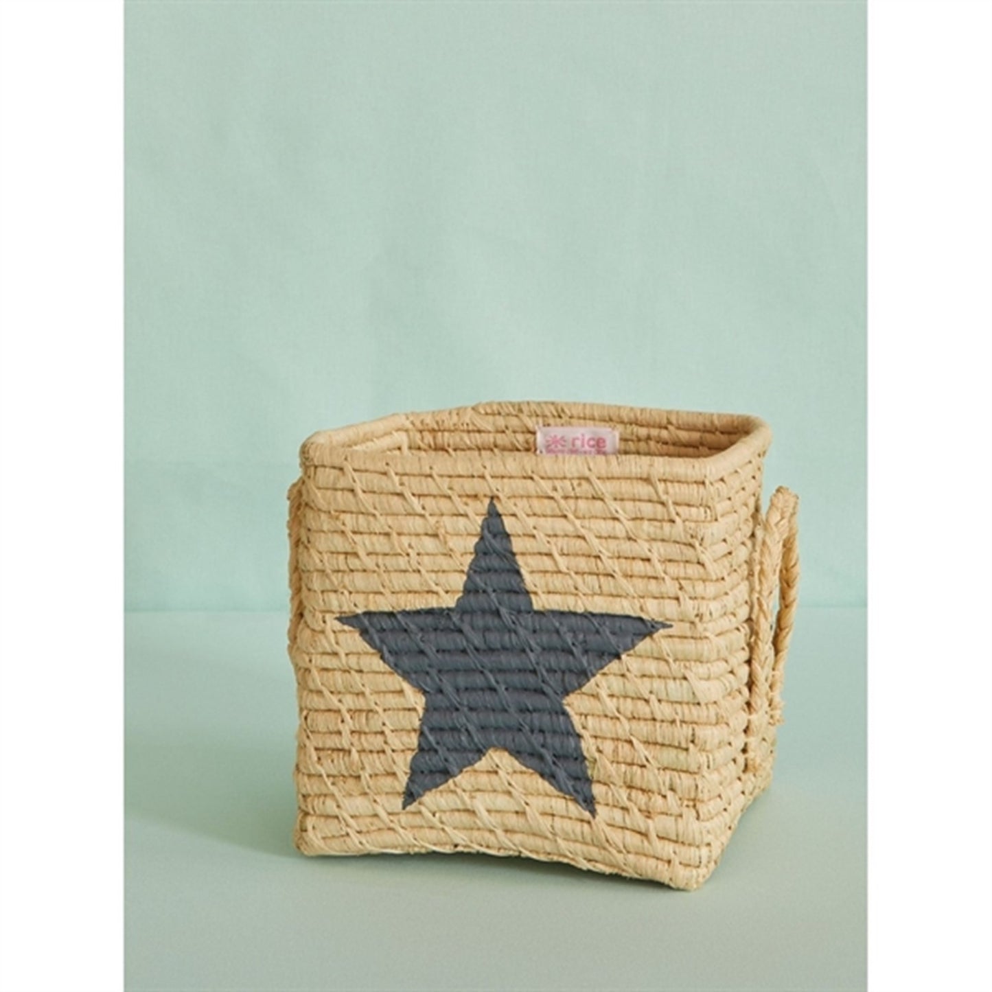 RICE Dark Grey Star Square Raffia Basket