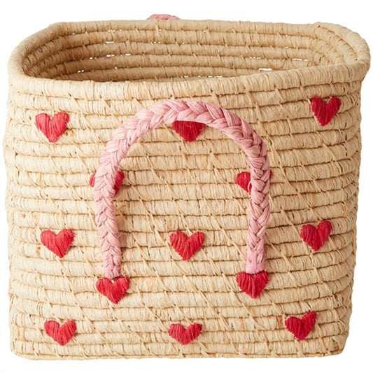RICE Hearts Square Raffia Basket