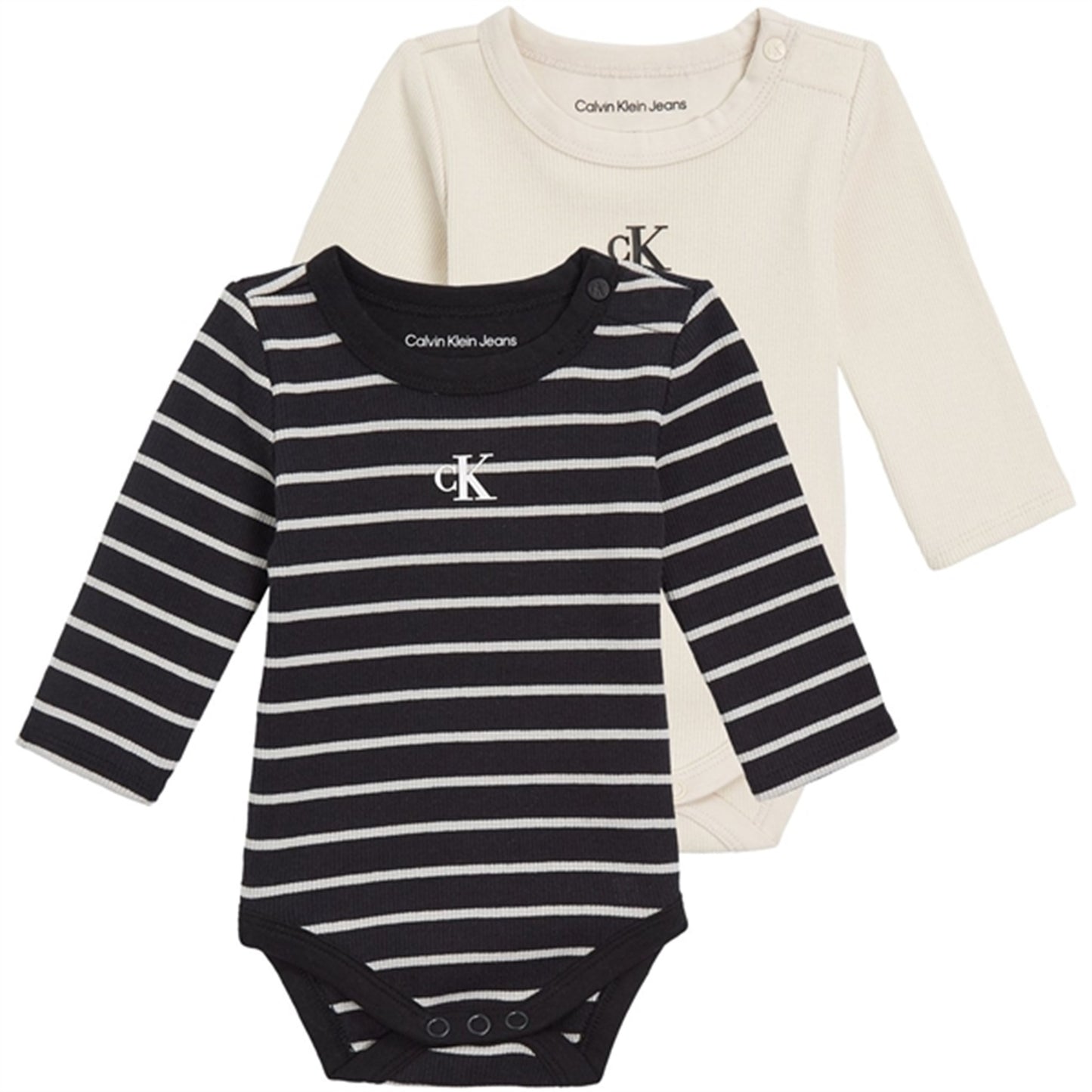 Calvin Klein Rib Stripe Ls Body Set Black Stripe / White Cap Gray