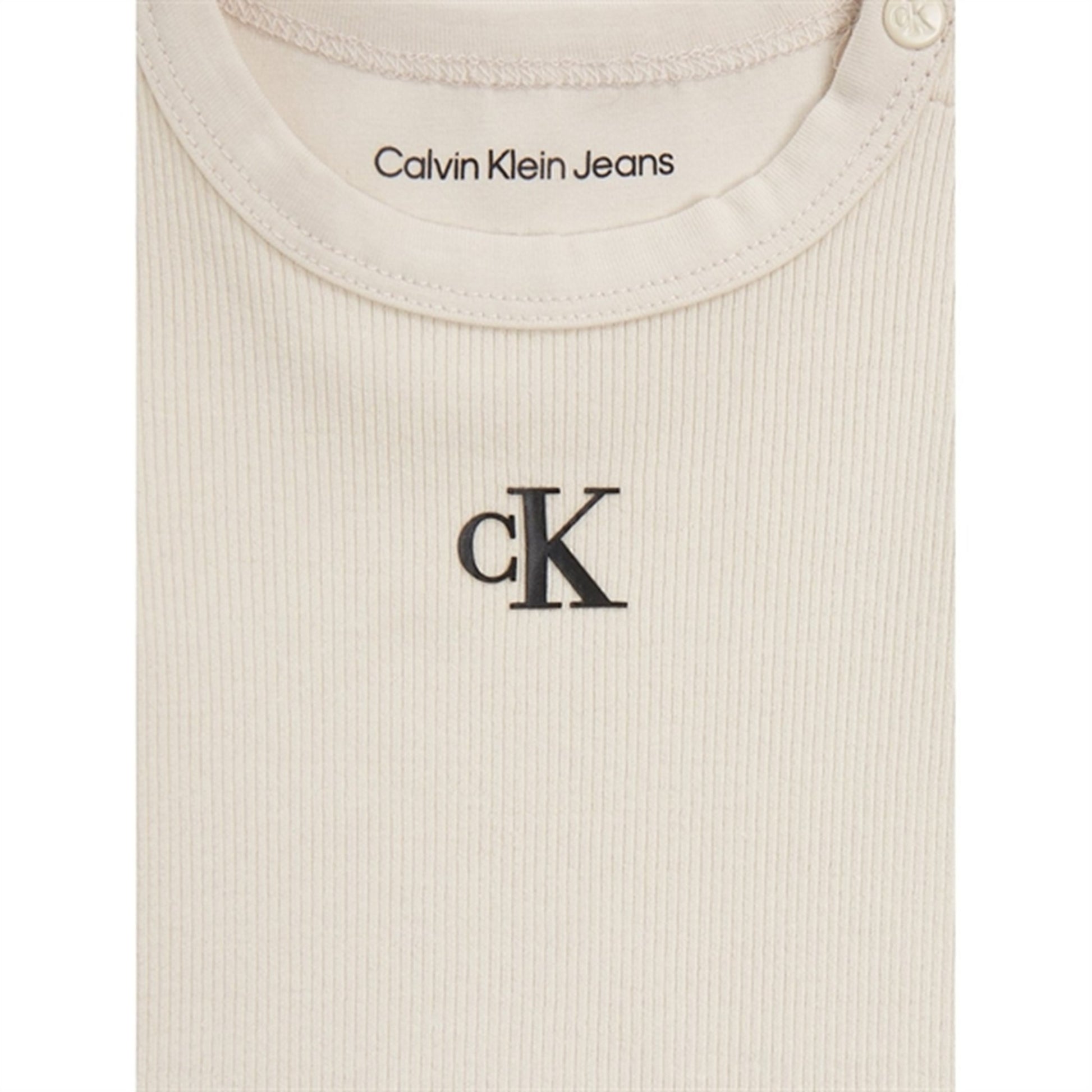 Calvin Klein Rib Stripe Ls Body Set Black Stripe / White Cap Gray
