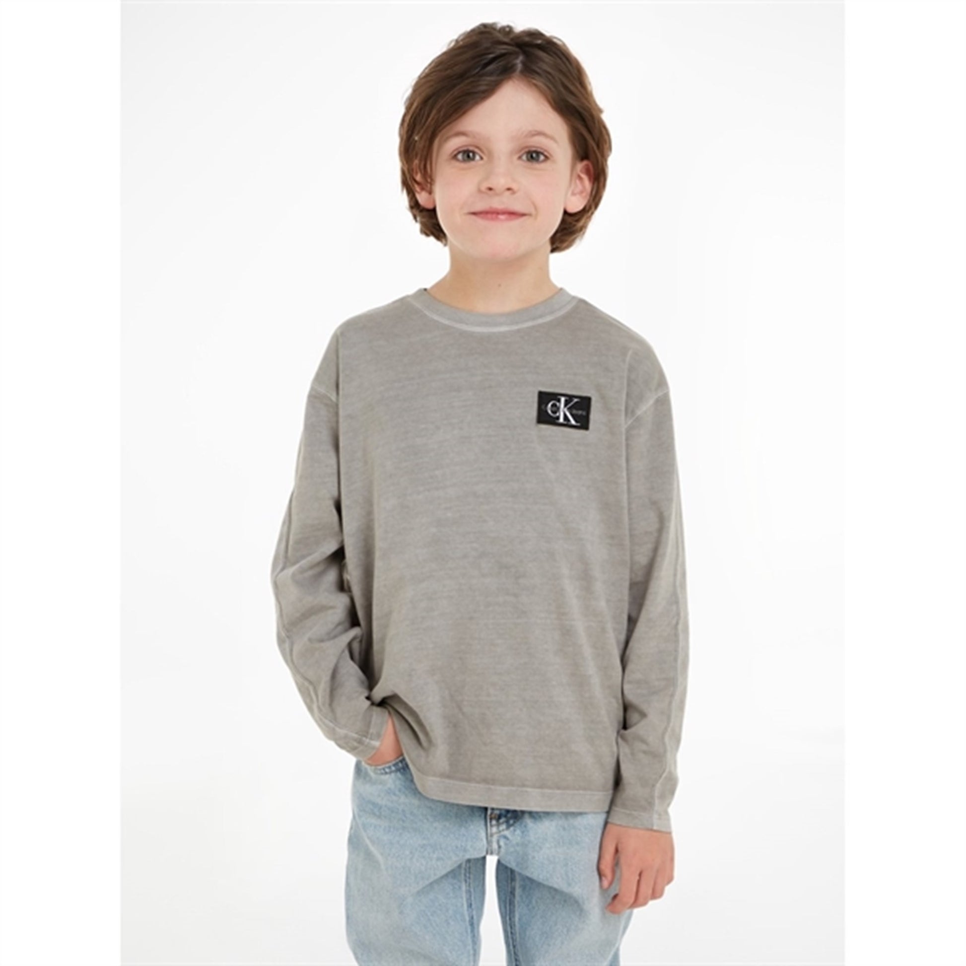 Calvin Klein Mineral Dye Badge Blouse Ck Black