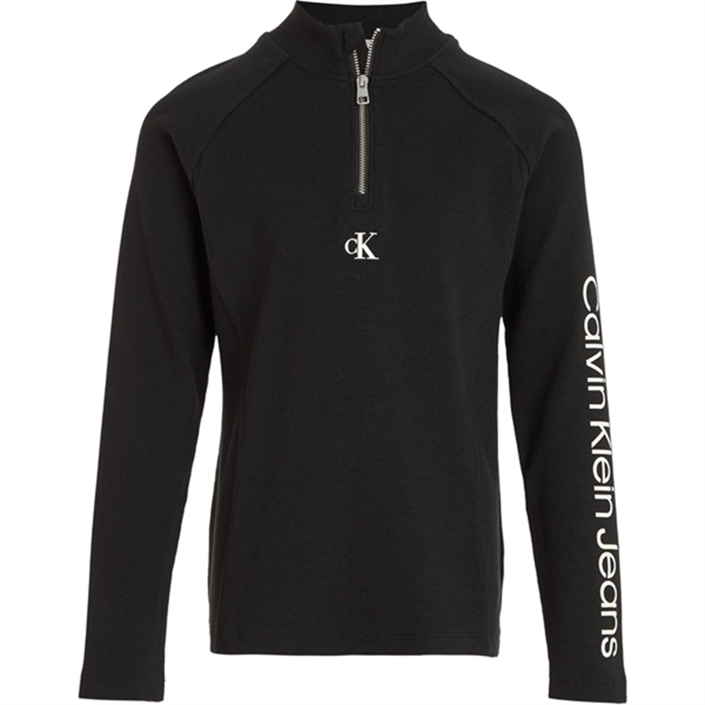 Calvin Klein Hero Logo Rib Zip Up Ls Blouse Ck Black