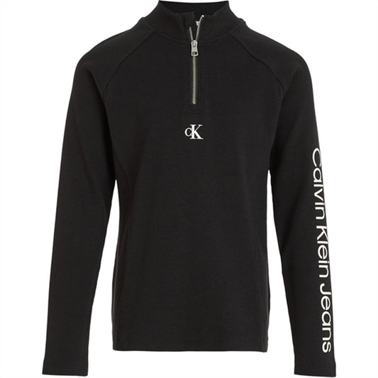 Calvin Klein Hero Logo Rib Zip Up Ls Blouse Ck Black