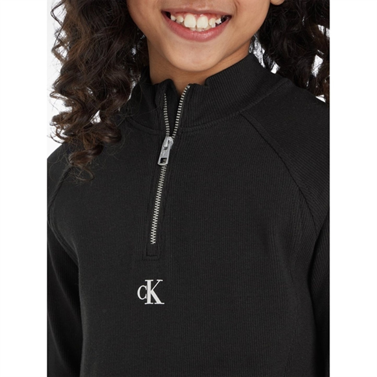 Calvin Klein Hero Logo Rib Zip Up Ls Blouse Ck Black