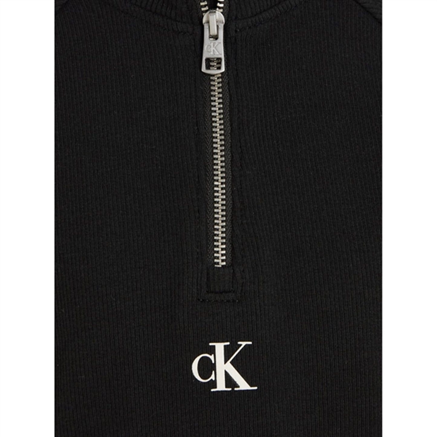 Calvin Klein Hero Logo Rib Zip Up Ls Blouse Ck Black