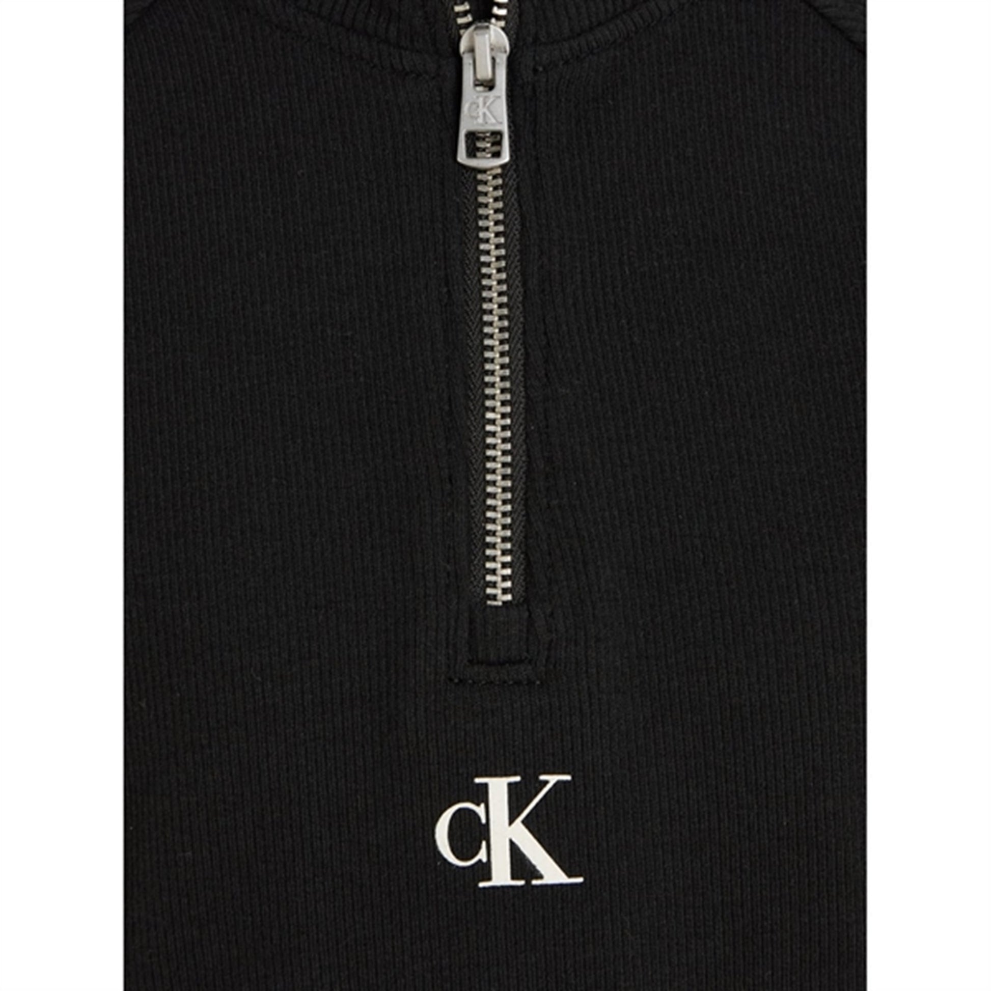Calvin Klein Hero Logo Rib Zip Up Ls Blouse Ck Black
