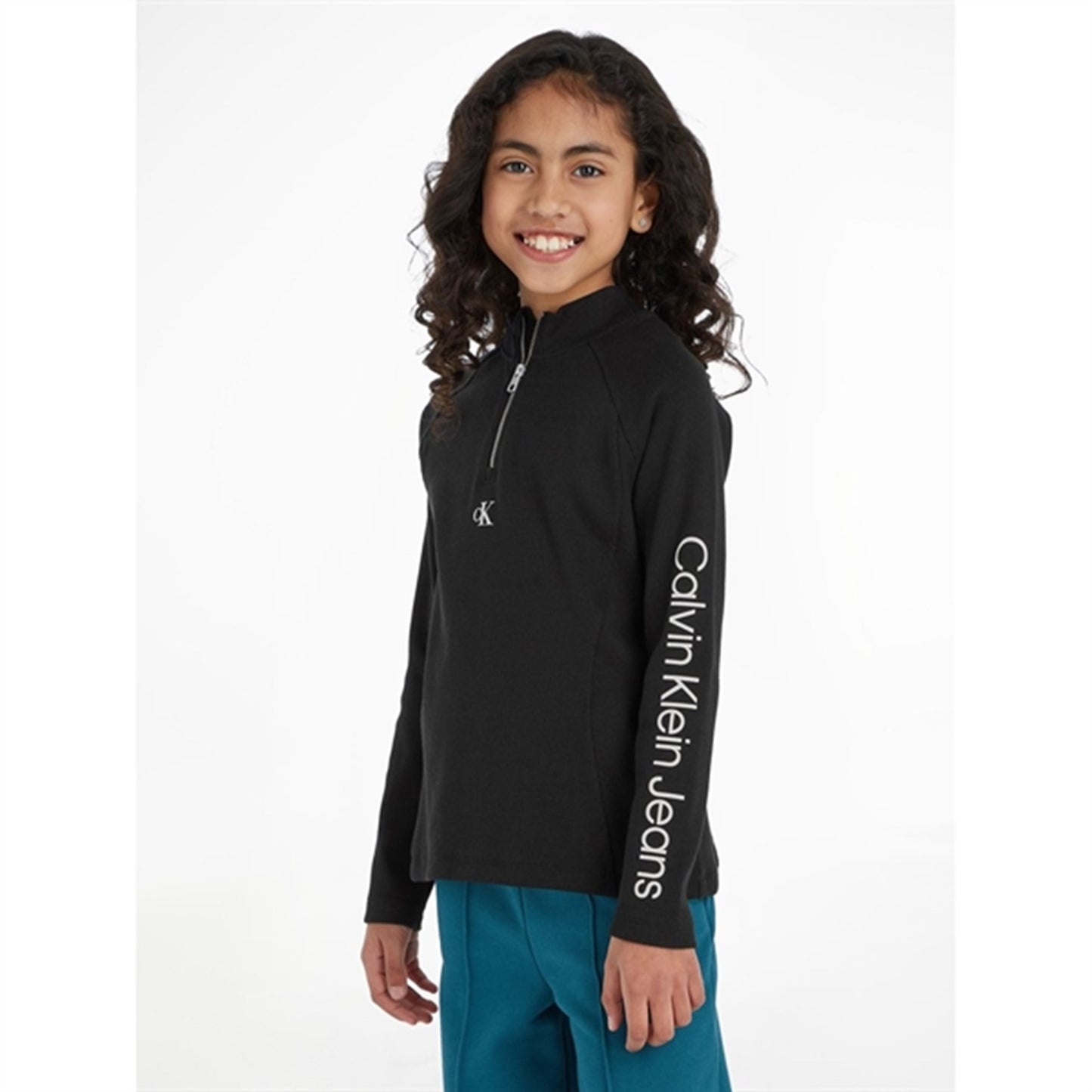 Calvin Klein Hero Logo Rib Zip Up Ls Blouse Ck Black